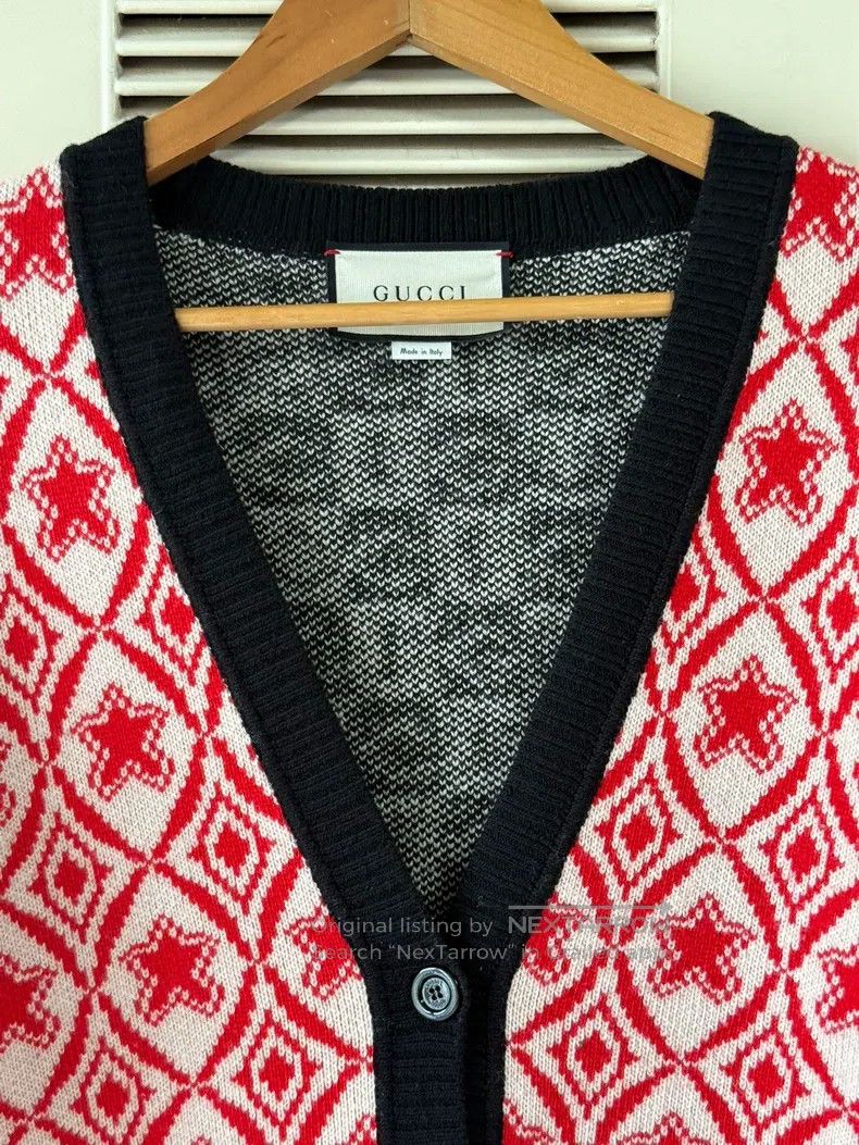 Gucci Gucci Red and white colour-matched diamond-plaid wool card Size L / US 10 / IT 46 - 3 Thumbnail
