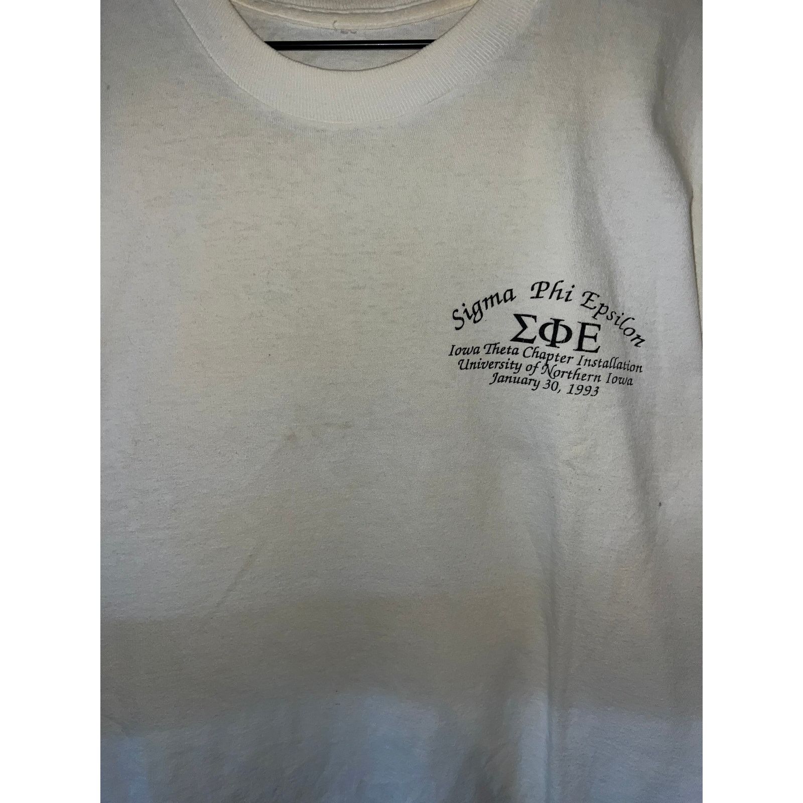 Vintage Vintage Sigma Phi Shirt Epsilon Iowa Northern University Tee Size US XL / EU 56 / 4 - 4 Thumbnail