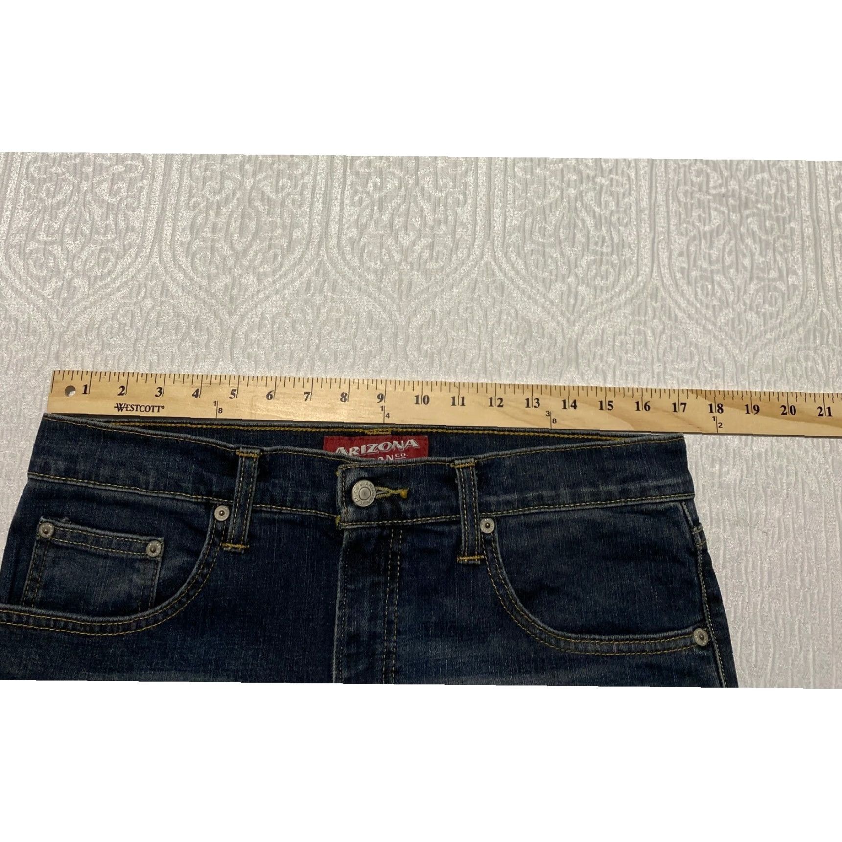Vintage Arizona Jean Co Jeans Mens 33x29 Skinny Dark Wash Stretch Denim Cotton Blend Regular Inseam 29 Button Zip 5-Pocket Solid Blue Mexico Size US 33 - 6 Thumbnail