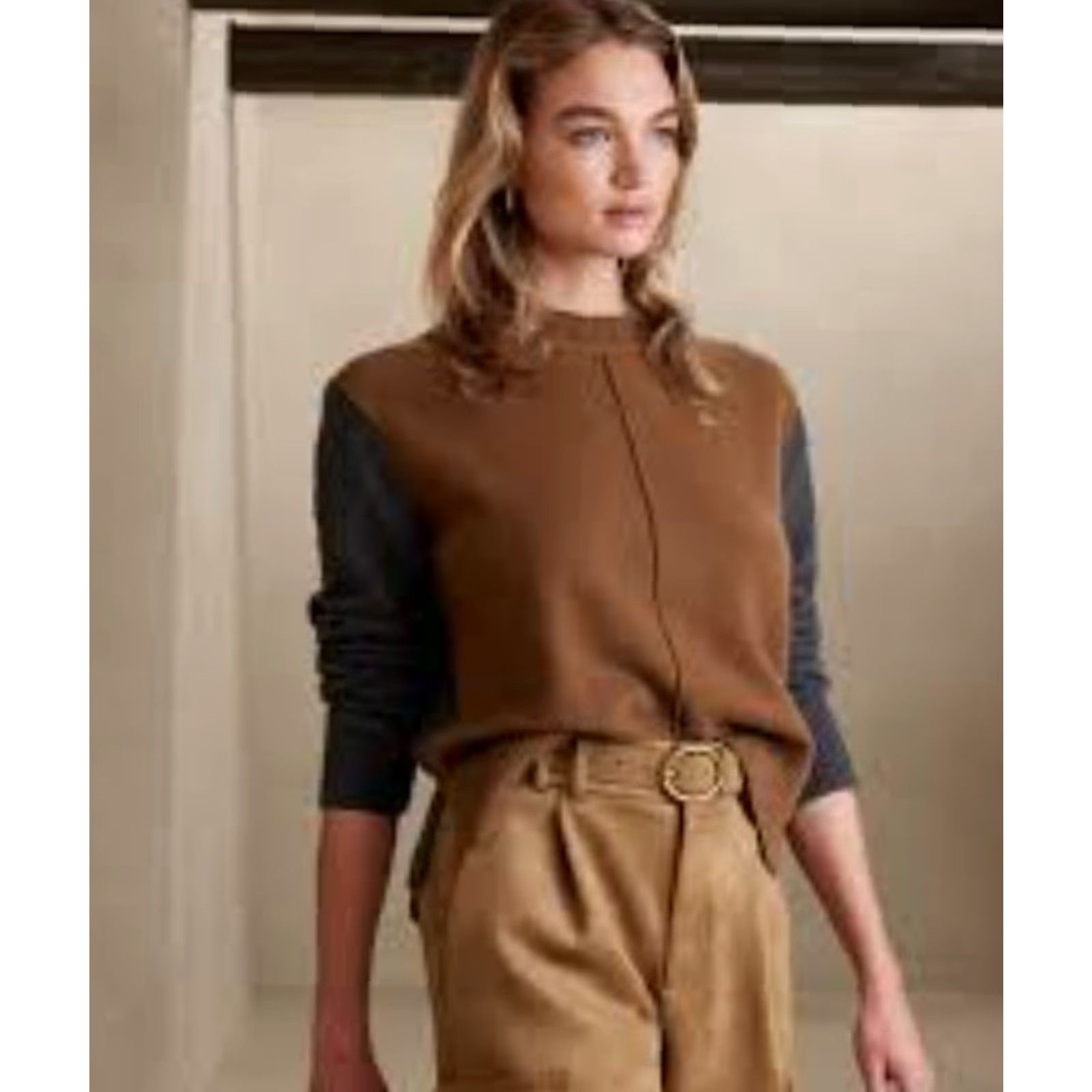 Banana Republic Banana Republic Sweater Womens M Brown/Gray Long Sleeve Crewneck Wool Blend Knit Pullover Size M / US 6-8 / IT 42-44 - 2 Thumbnail