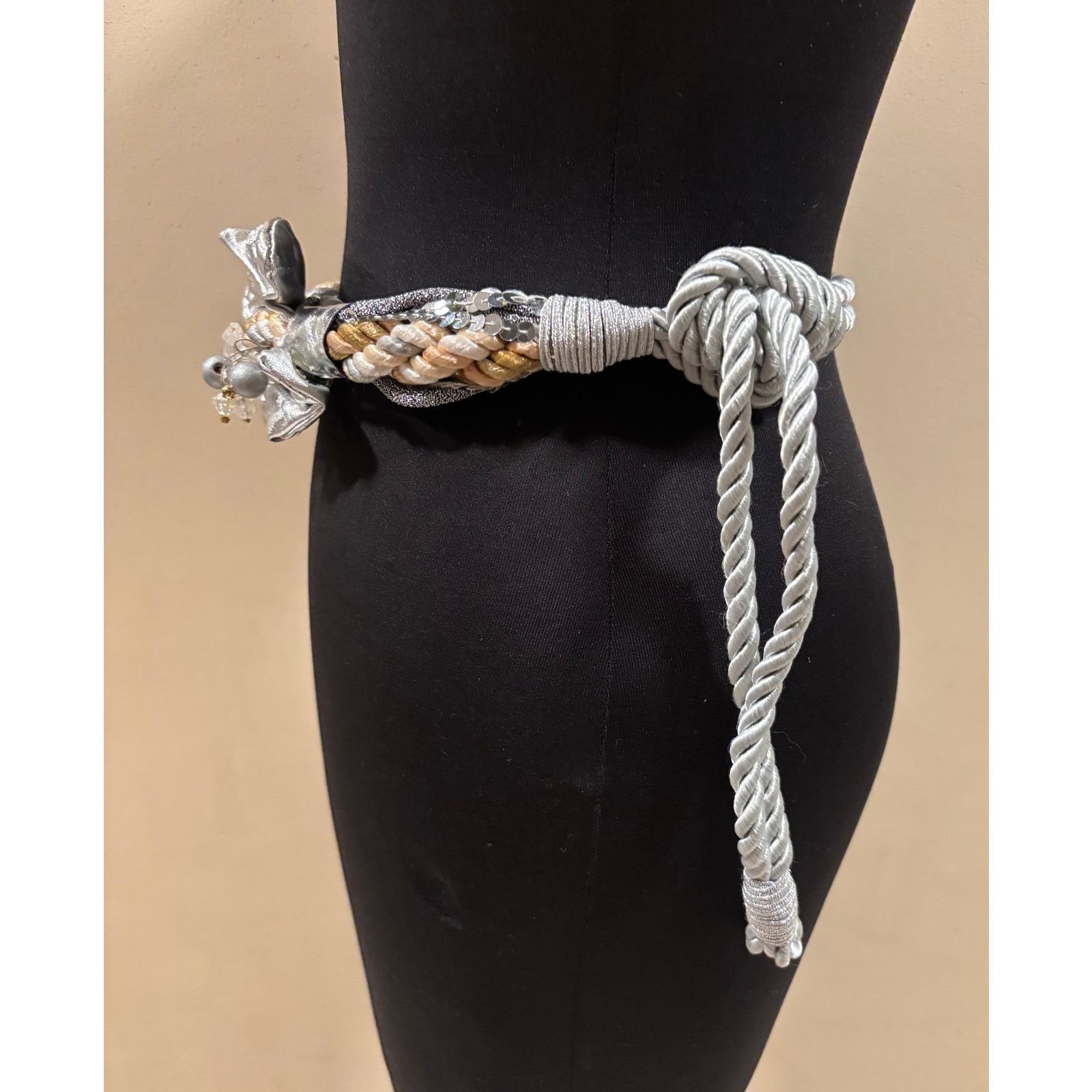Vintage Vintage 3" Gold Silver Metallic Braided Rope Macrame Belt Size ONE SIZE - 5 Thumbnail