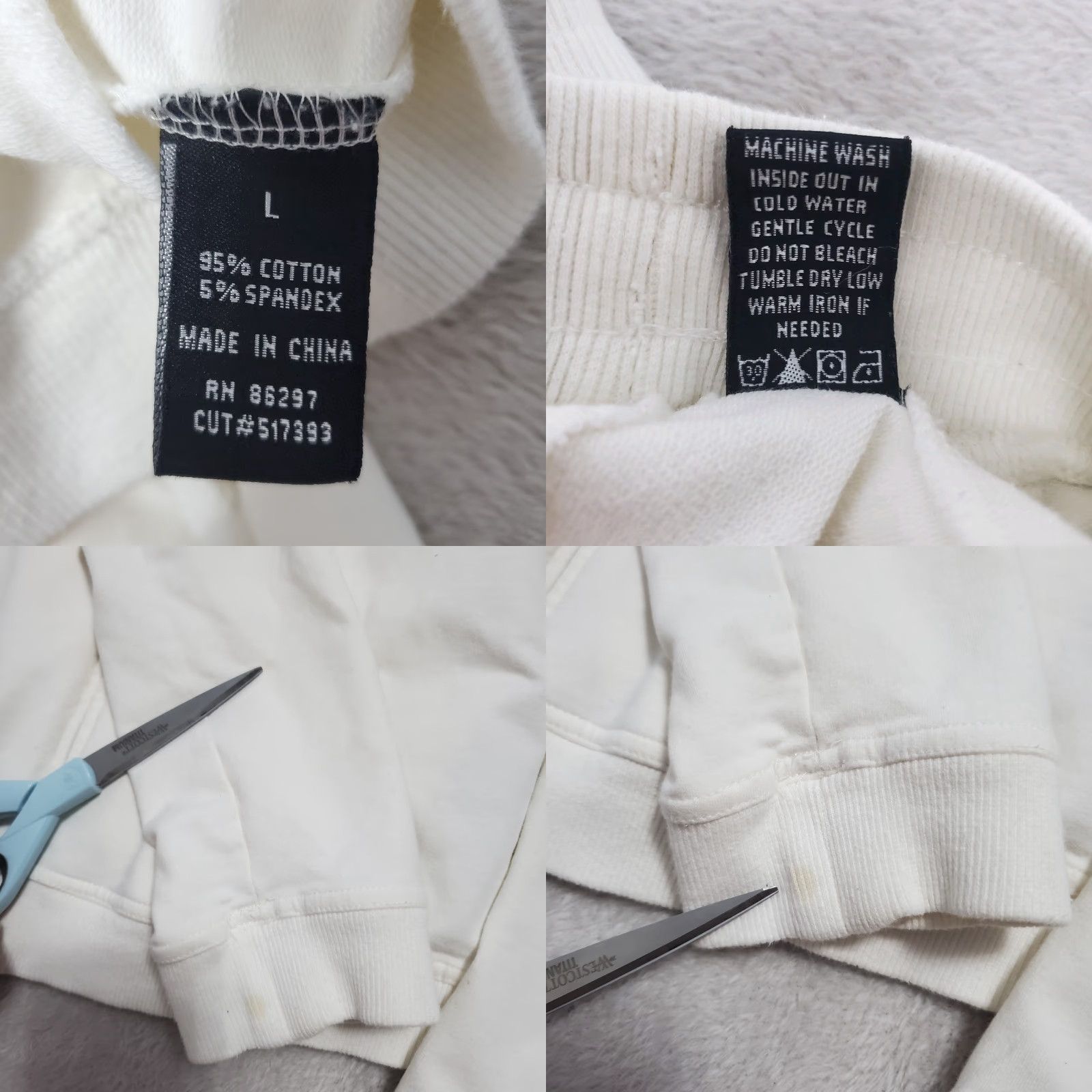 Bcbgmaxazria BCBGMAXAZRIA Sweatshirt Women L Ivory Embellished Full Zip Hooded Pockets Y2K 90s Size L / US 10 / IT 46 - 9 Thumbnail