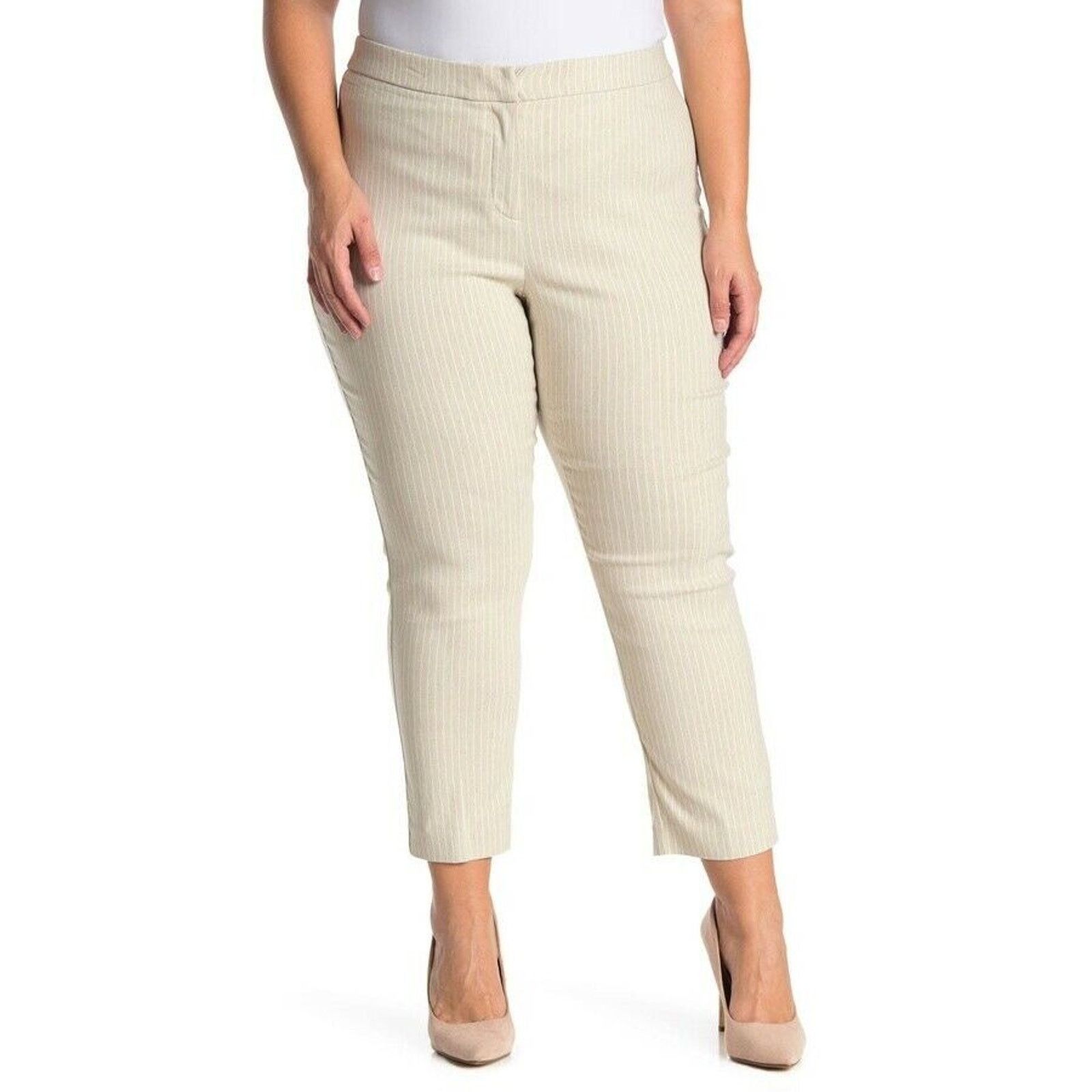 The Unbranded Brand Amanda And Chelsea Women Beige Casual Pants Plus Size 20W Size 42" / US 20 - 1 Thumbnail