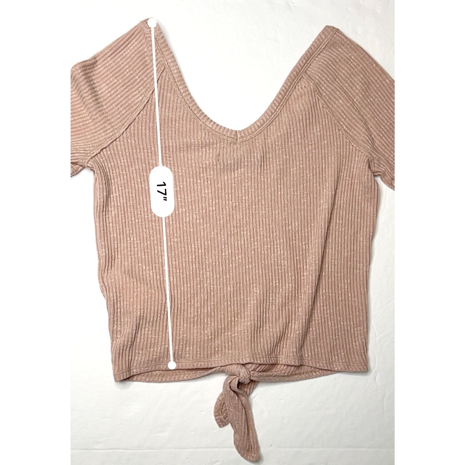 Abercrombie & Fitch Abercrombie & Fitch Deep V Tie Knot Front Ribbed Knit Top XS Size XS / US 0-2 / IT 36-38 - 8 Thumbnail