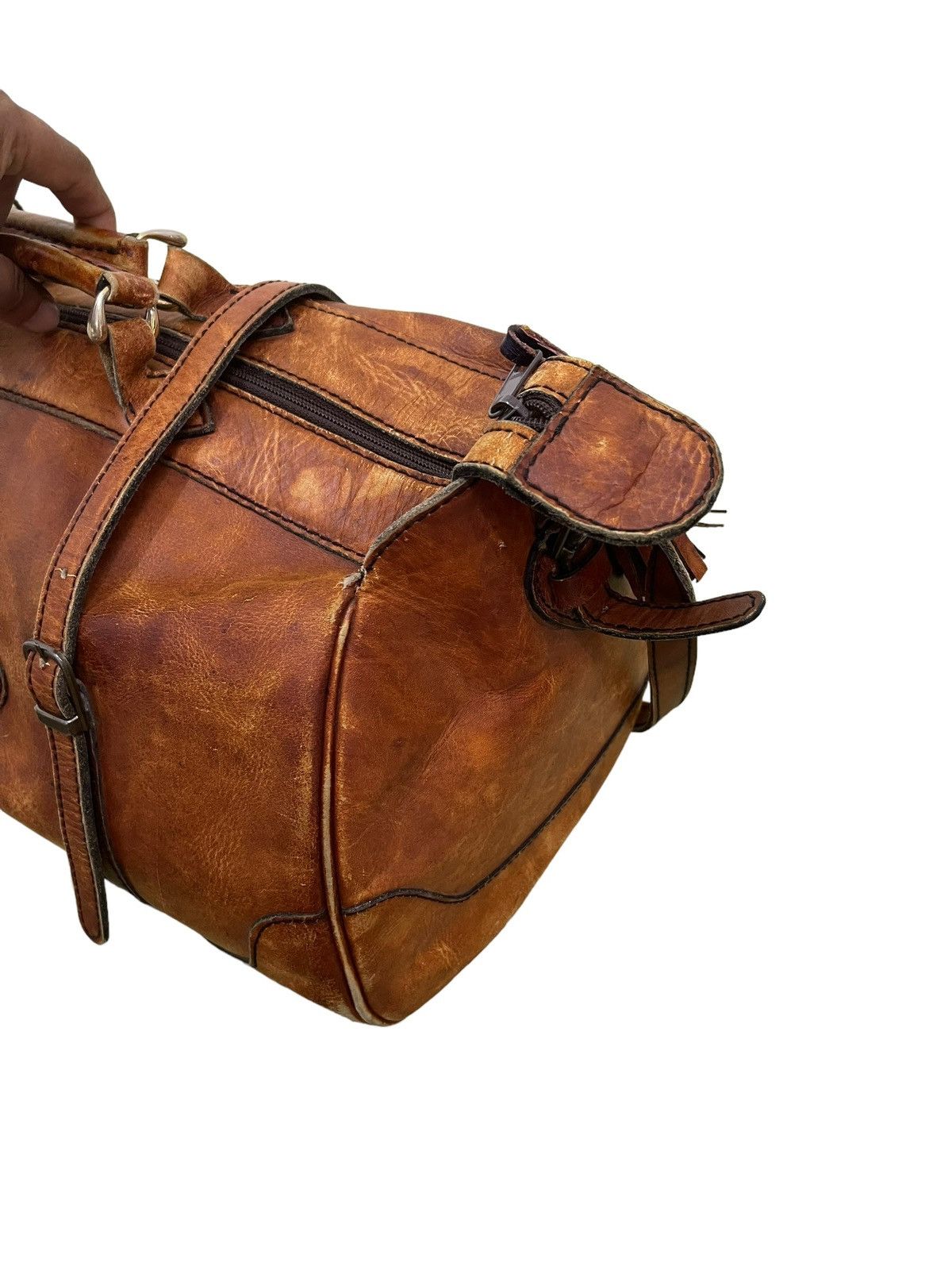 Japanese Brand Full Leather Patina Vtg Unknown Duffle Bag 1🟩 Size ONE SIZE - 14 Thumbnail