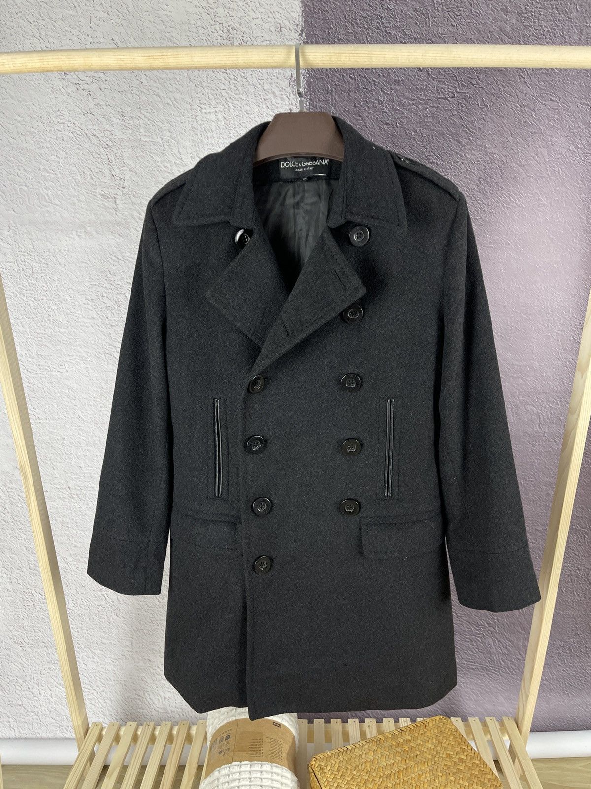 Dolce & Gabbana Dolce & Gabbana wool double breasted overcoat leather trim Size US L / EU 52-54 / 3 - 1 Thumbnail