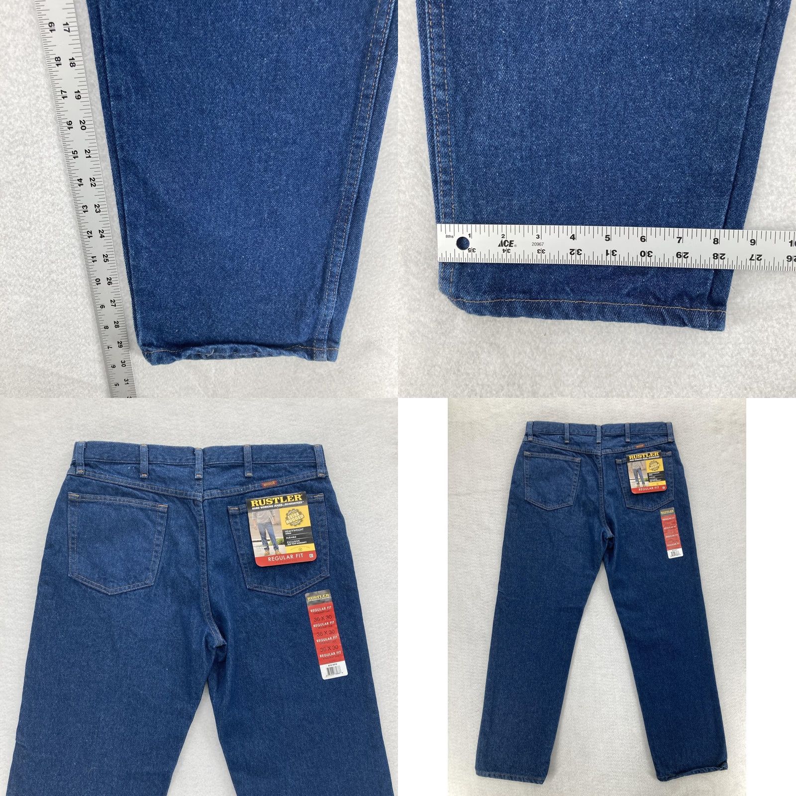 Wrangler Wrangler Rustler Jeans Mens 36x30 Blue Regular Fit Straight Workwear Y2K Denim 5-Pocket Zip Fly Belt Loops ScLos Size US 36 / EU 52 - 8 Thumbnail