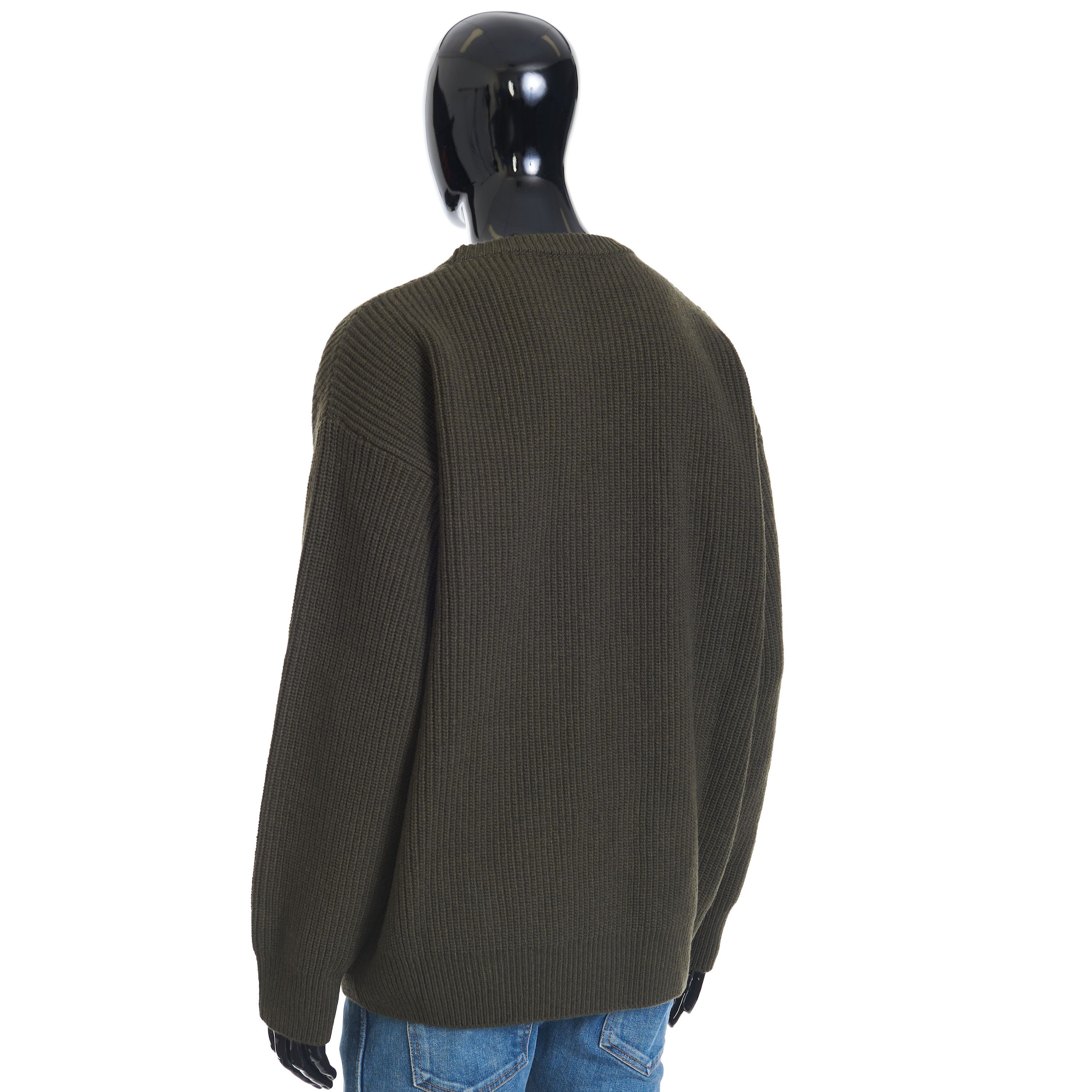 Celine versized Crewneck Sweater In Khaki Ribbed Wool Size US L / EU 52-54 / 3 - 4 Thumbnail