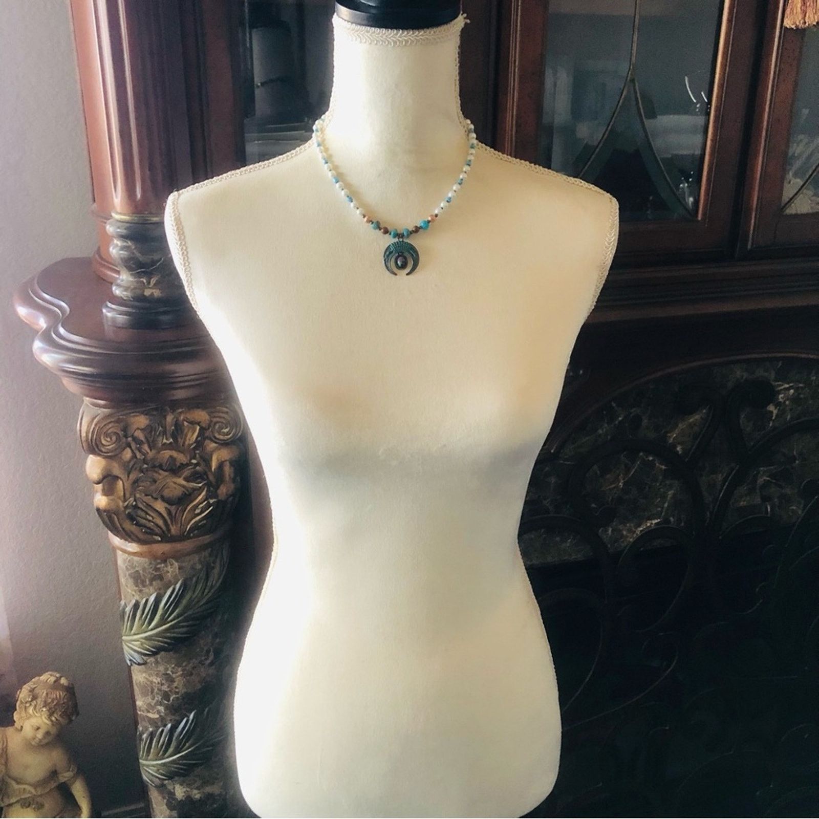 Handmade Handcrafted repurpose ancient look stone Pearl necklace Size ONE SIZE - 6 Thumbnail
