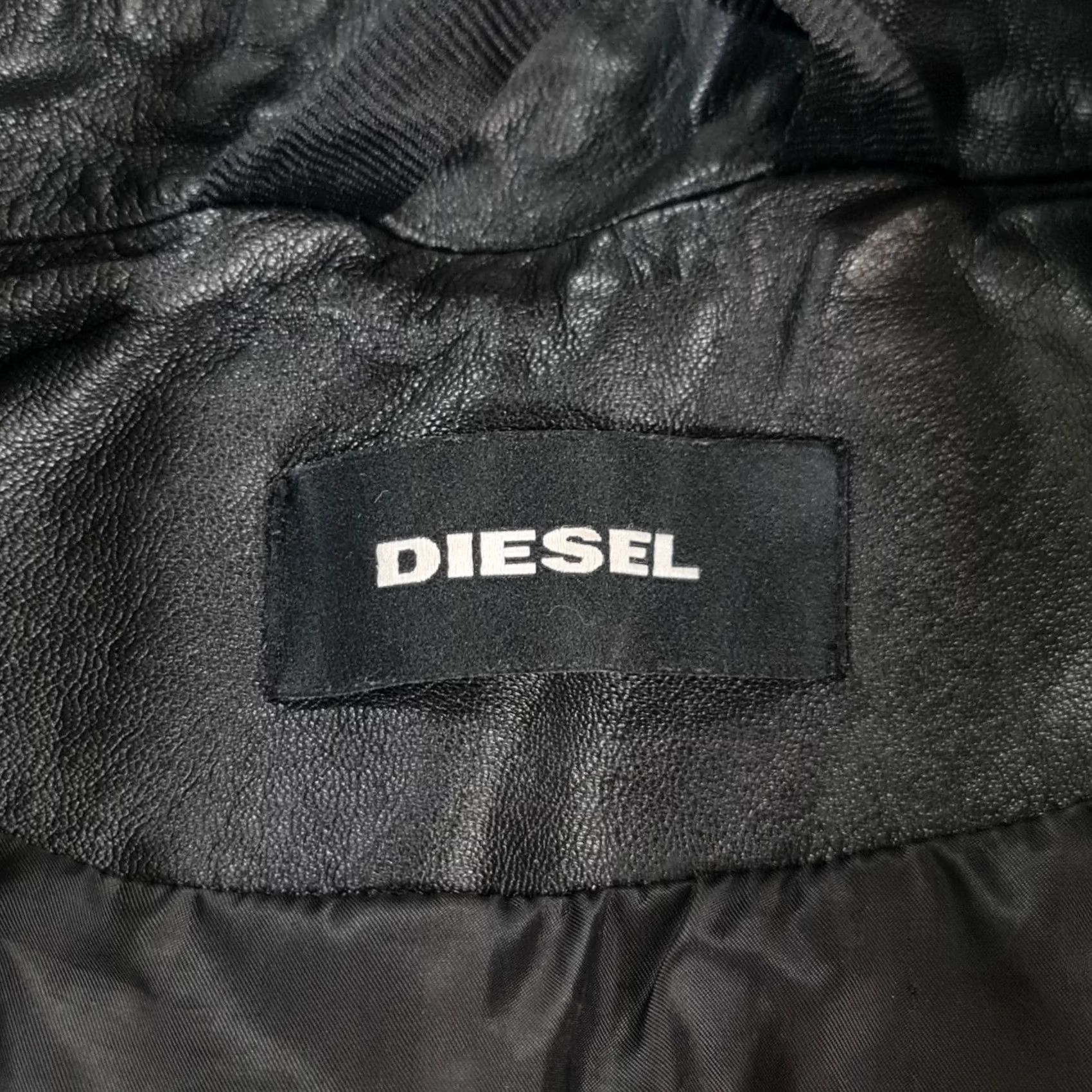 Diesel Diesel Women's Leather Jacket Black Medium Biker Goatskin Asymmetric Zip Size M / US 6-8 / IT 42-44 - 3 Thumbnail