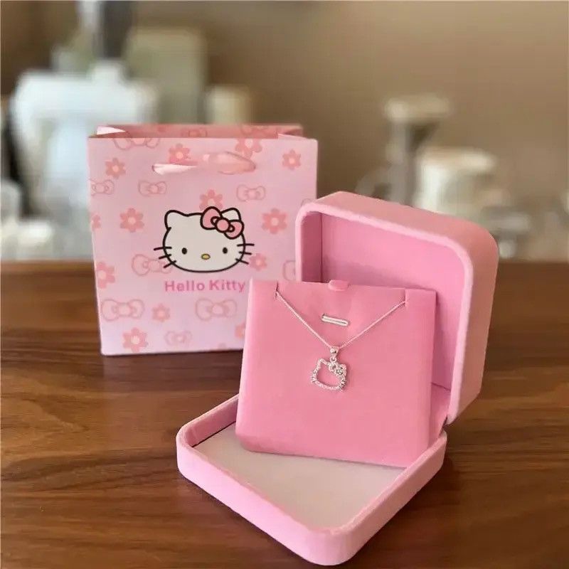 Jewelry Hello Kitty Sanrio Anime Crystal Pendant Necklace Size ONE SIZE - 1 Thumbnail