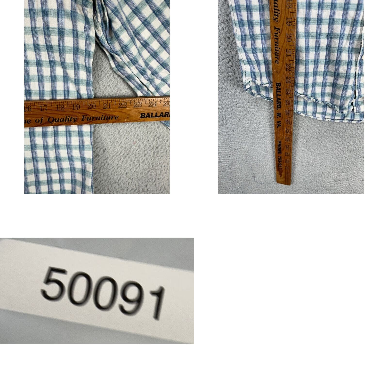 Old Navy Old Navy Button-Up Shirt Men Medium Blue Plaid Linen Blend Slim Fit Pocket Long Sleeve Size US M / EU 48-50 / 2 - 8 Thumbnail