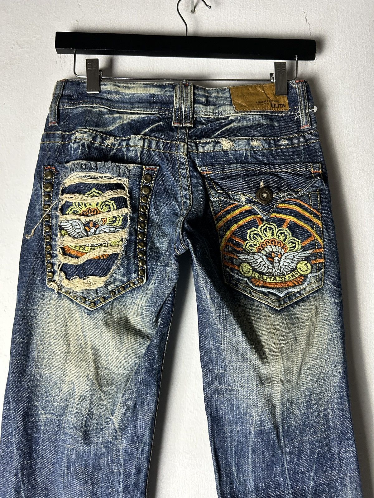 Japanese Brand Distressed Lolita Jeans Concert Club Embroidery Pocket Size 28" / US 6 / IT 42 - 3 Thumbnail