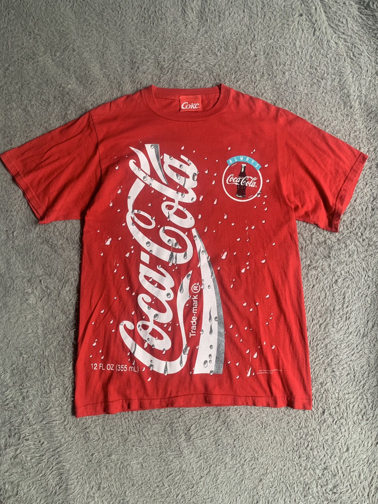 Coca Cola Vintage 90s Coca-Cola Coke Red Water Drip Allover Print Tee Size US L / EU 52-54 / 3 - 1 Thumbnail