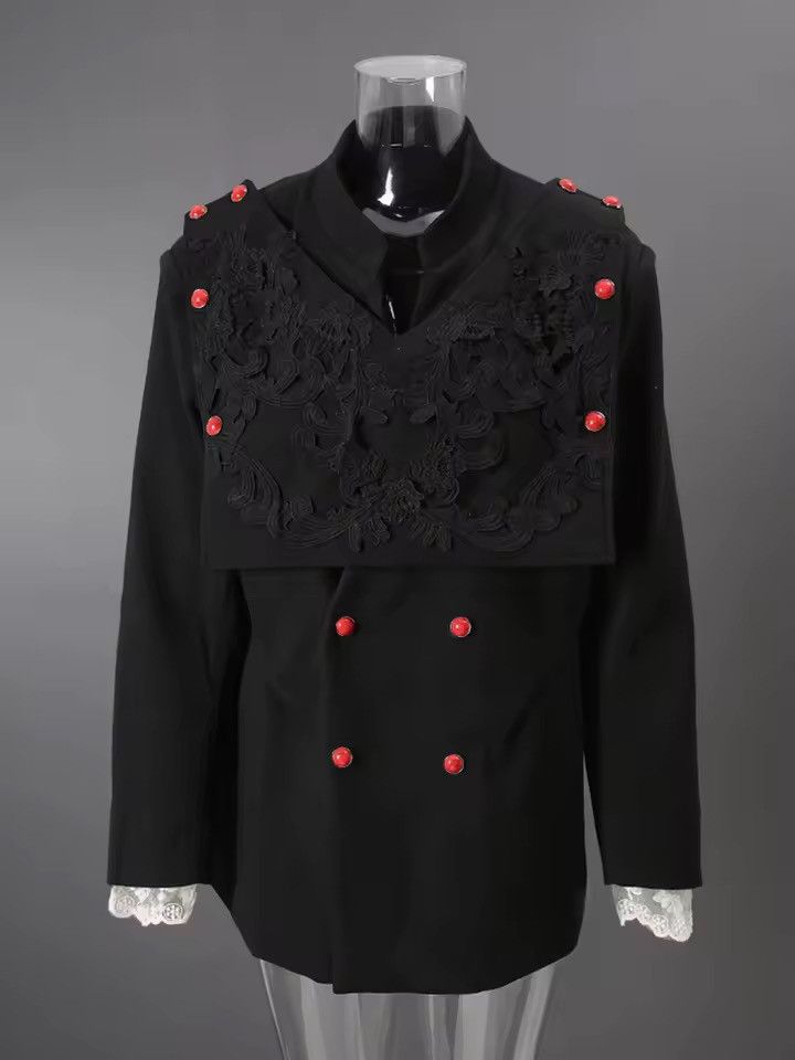 Japanese Brand Japanese Designer Patchwork V Collar Blazer Jacket Size US L / EU 52-54 / 3 - 5 Thumbnail