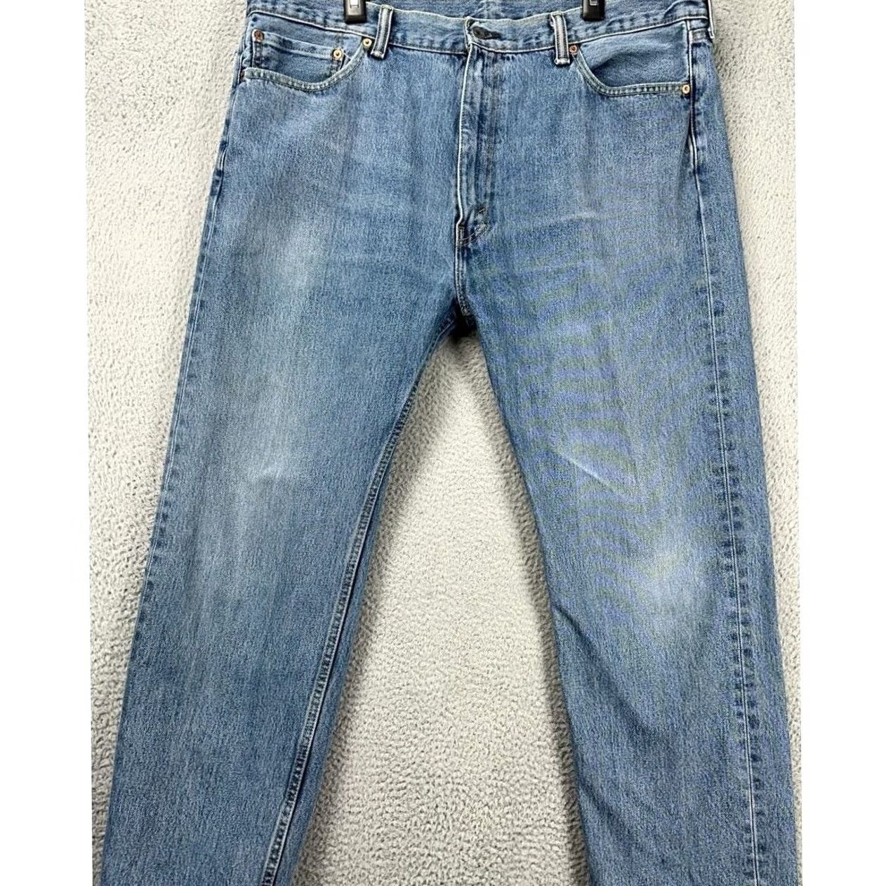 Levi's Levis 505 Jeans Mens 42X30 Blue Distressed Regular Straight 5-Pocket Denim Pants Jeans Size US 42 / EU 58 - 3 Thumbnail