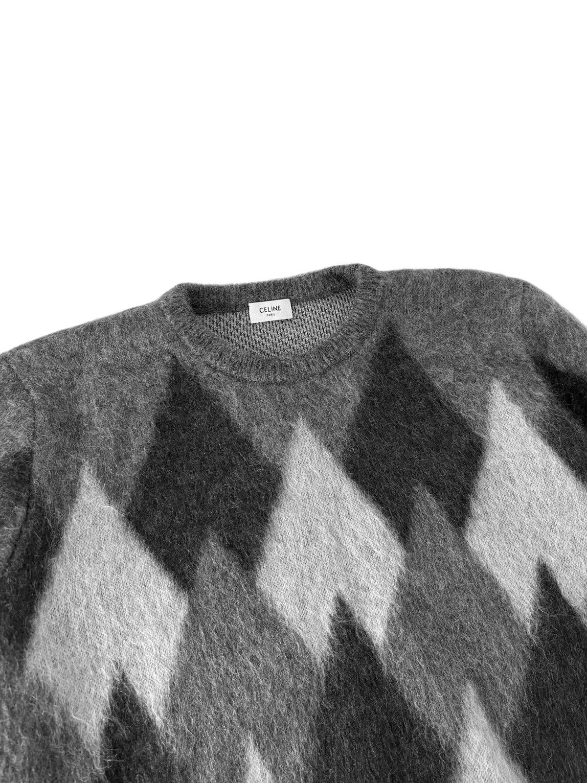 Celine × Hedi Slimane A/W 2019 Runway Argyle Mohair Sweater (AW19/FW19, Knit) Size US XL / EU 56 / 4 - 4 Thumbnail