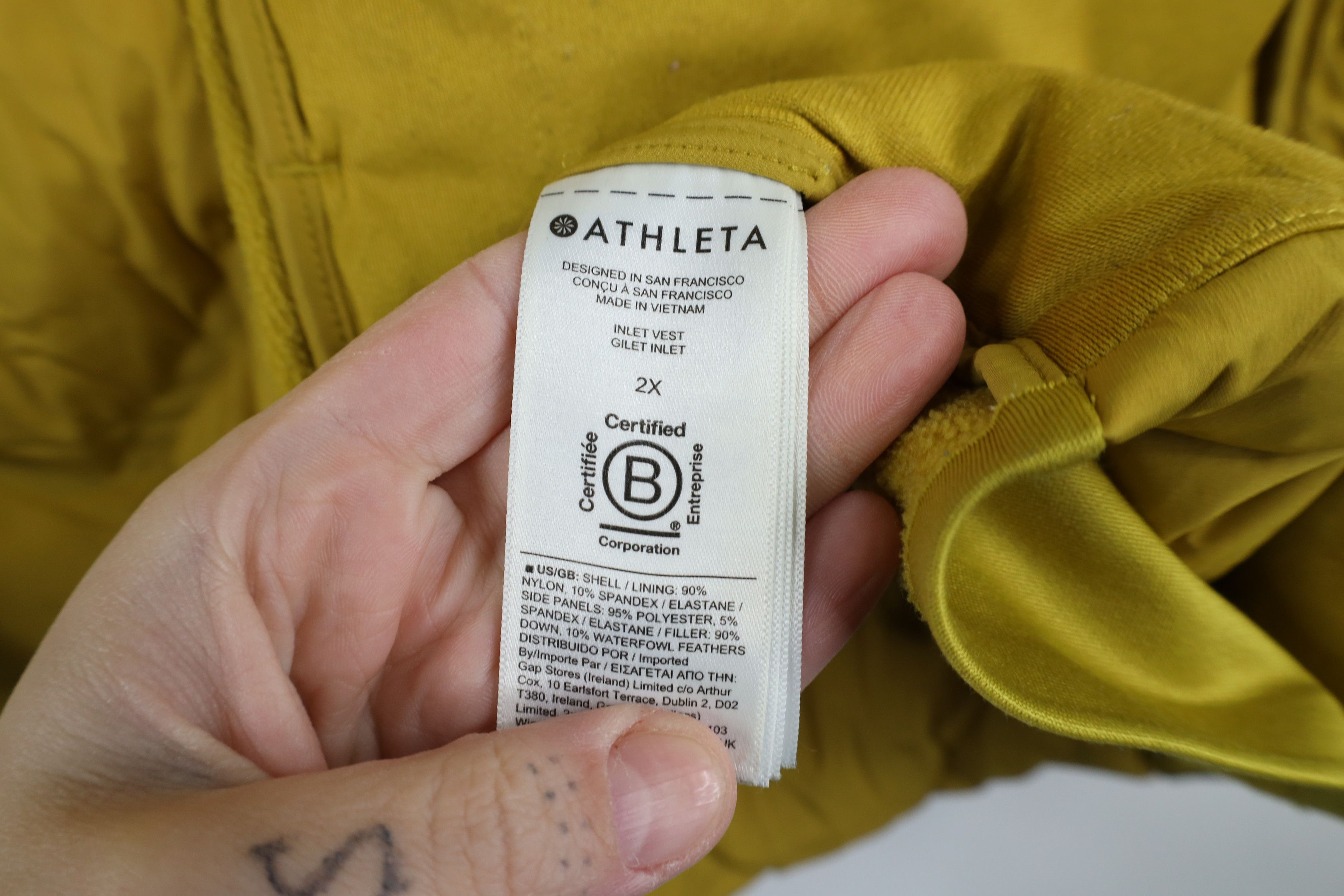 Athleta × Vintage Athleta Down Insulated Full Zip Puffer Vest Jacket Yellow Size XXL / US 16-18 / IT 52-54 - 10 Thumbnail