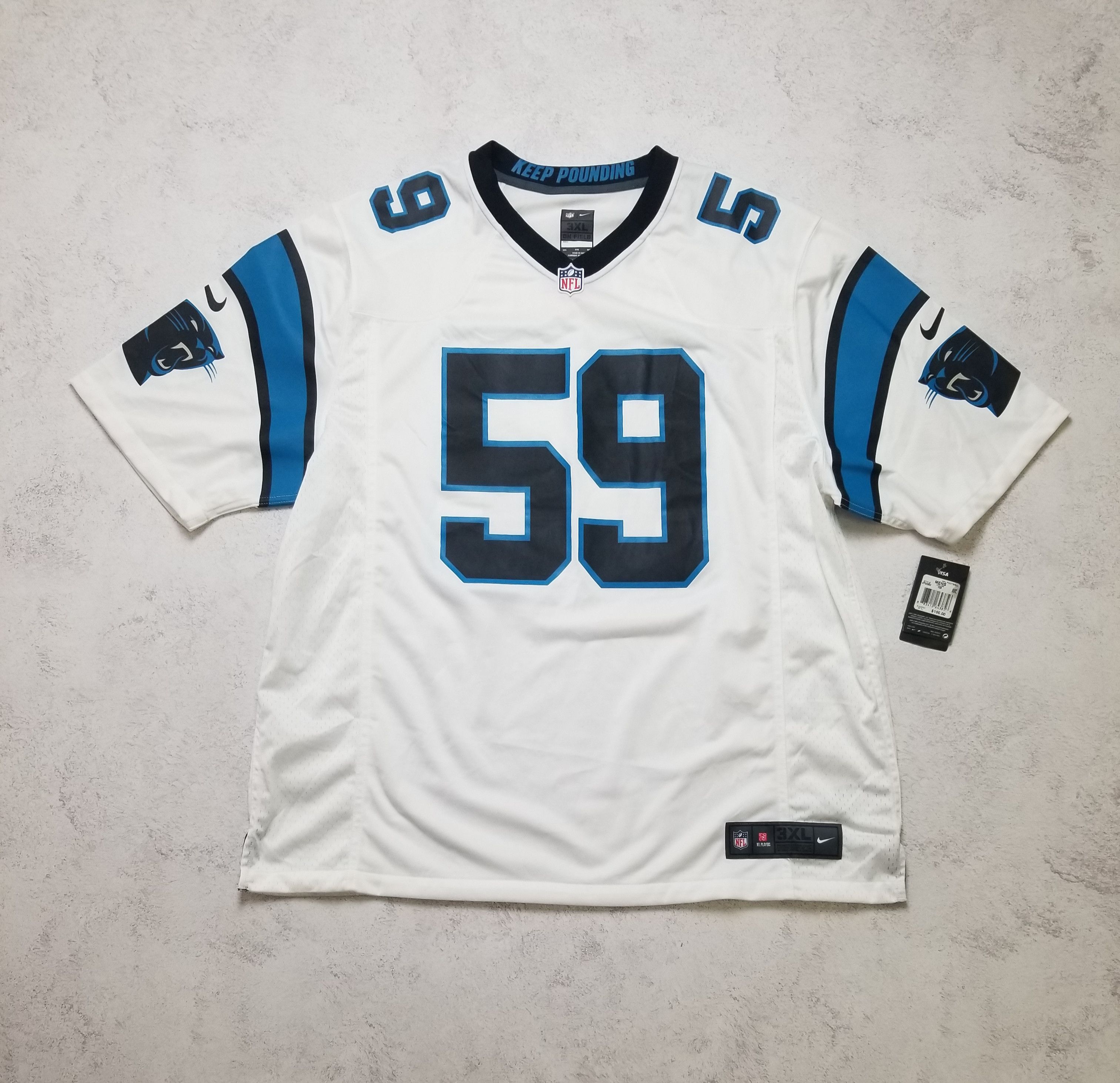 Nike Luke Keuchly #59 Carolina Panthers OnField NFL Jersey 3XL Size US XXL / EU 58 / 5 - 1 Thumbnail