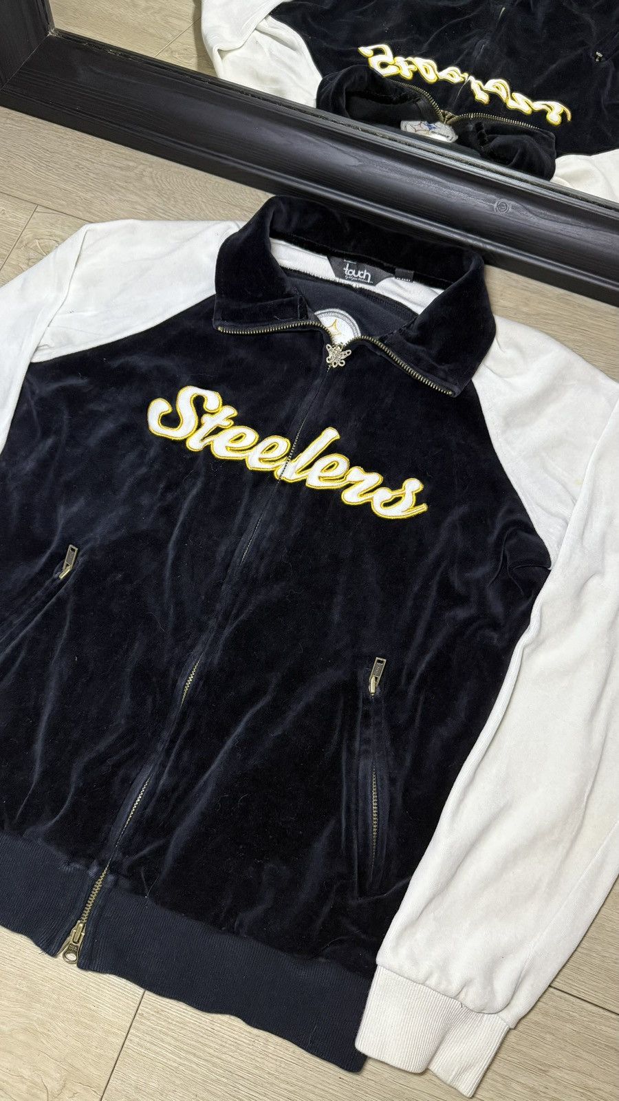 Starter Vintage 1990s Pittsburgh Steelers Velvet Embroidered Track Size L / US 10 / IT 46 - 3 Thumbnail