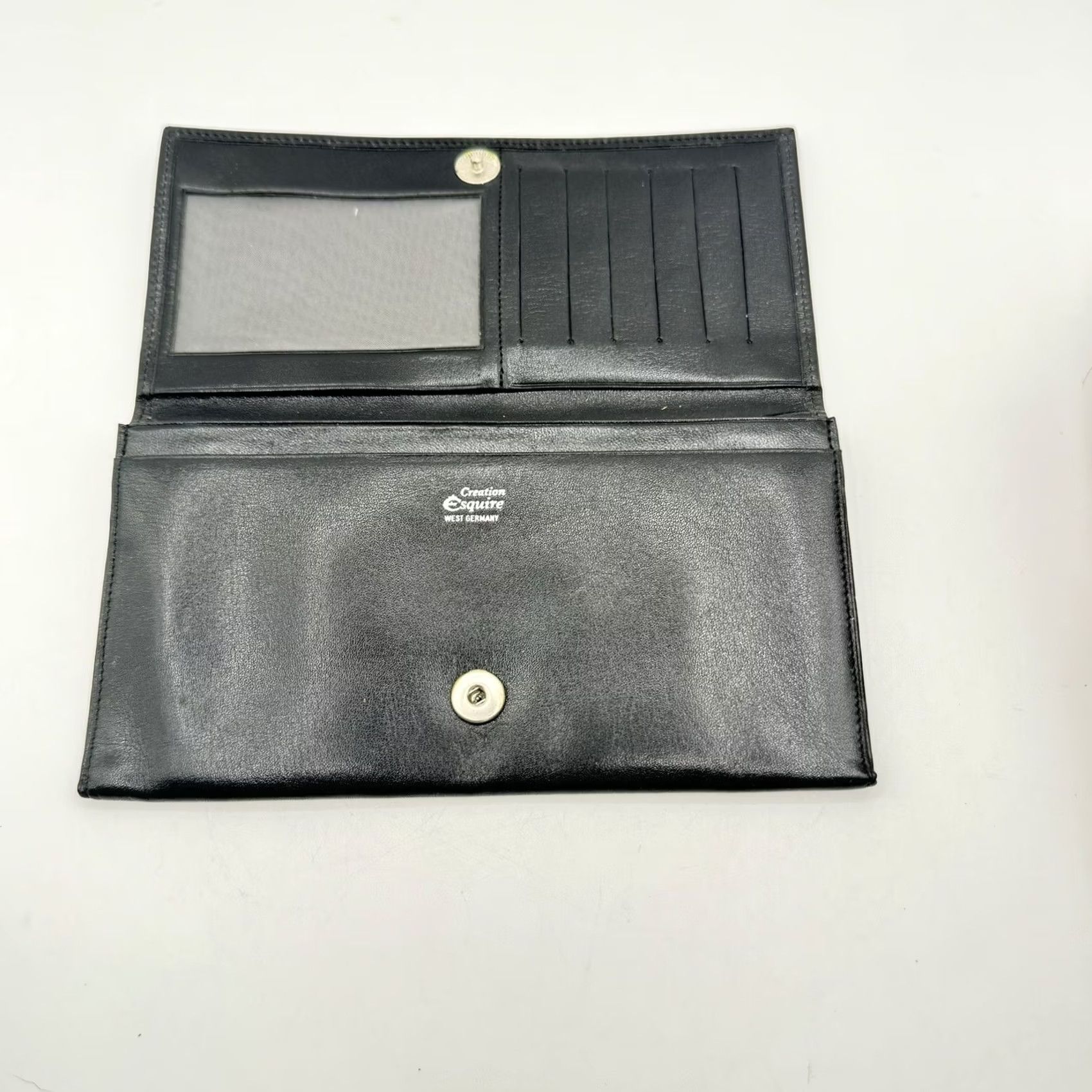 Vintage VTG Esquire Wallet Leather West Germany Black S Unisex Card Money Folding Button Handmade Size ONE SIZE - 5 Thumbnail