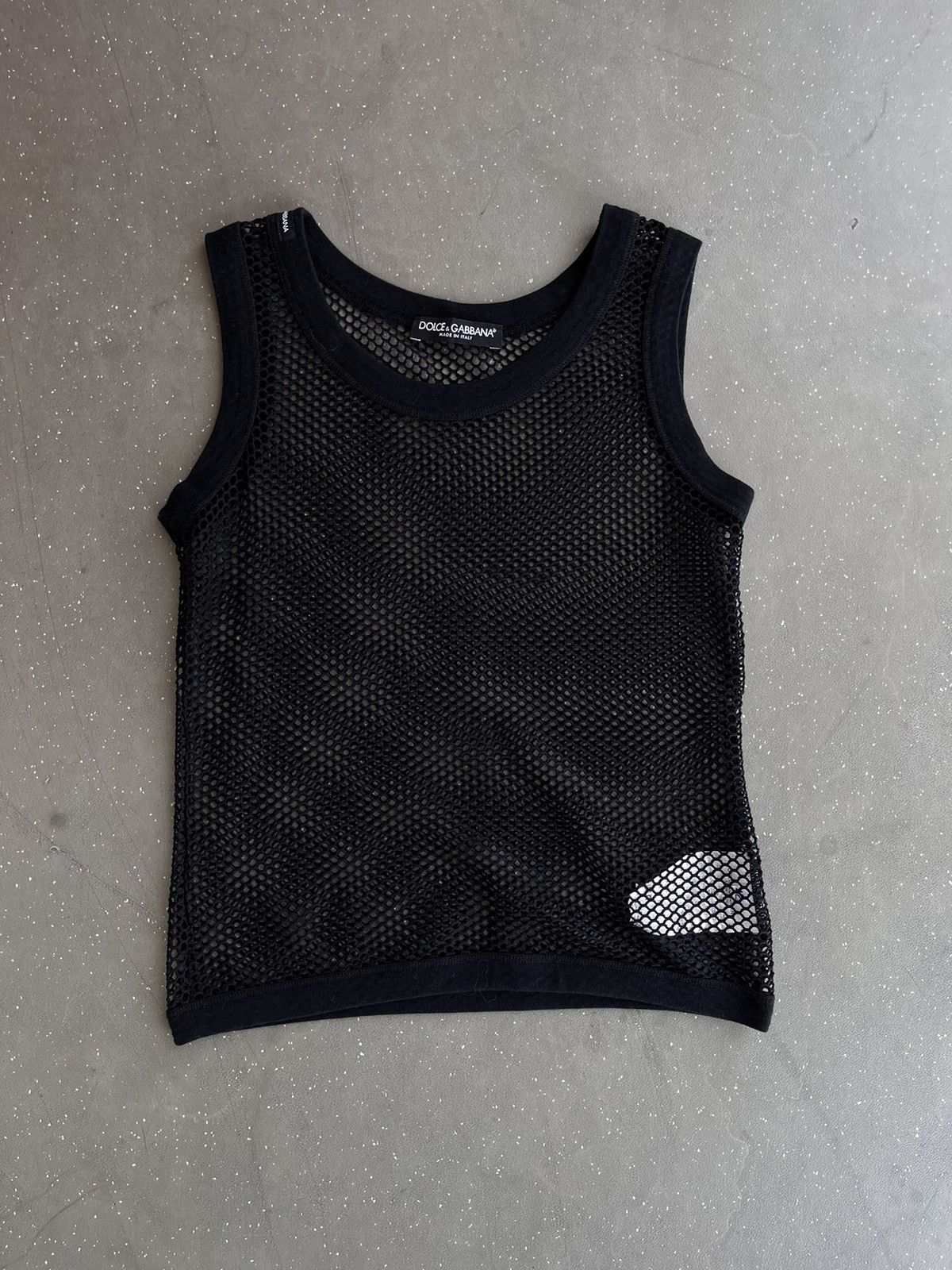 image of Dolce Gabbana Mesh Tank Top in Black, Men's (Size XS)