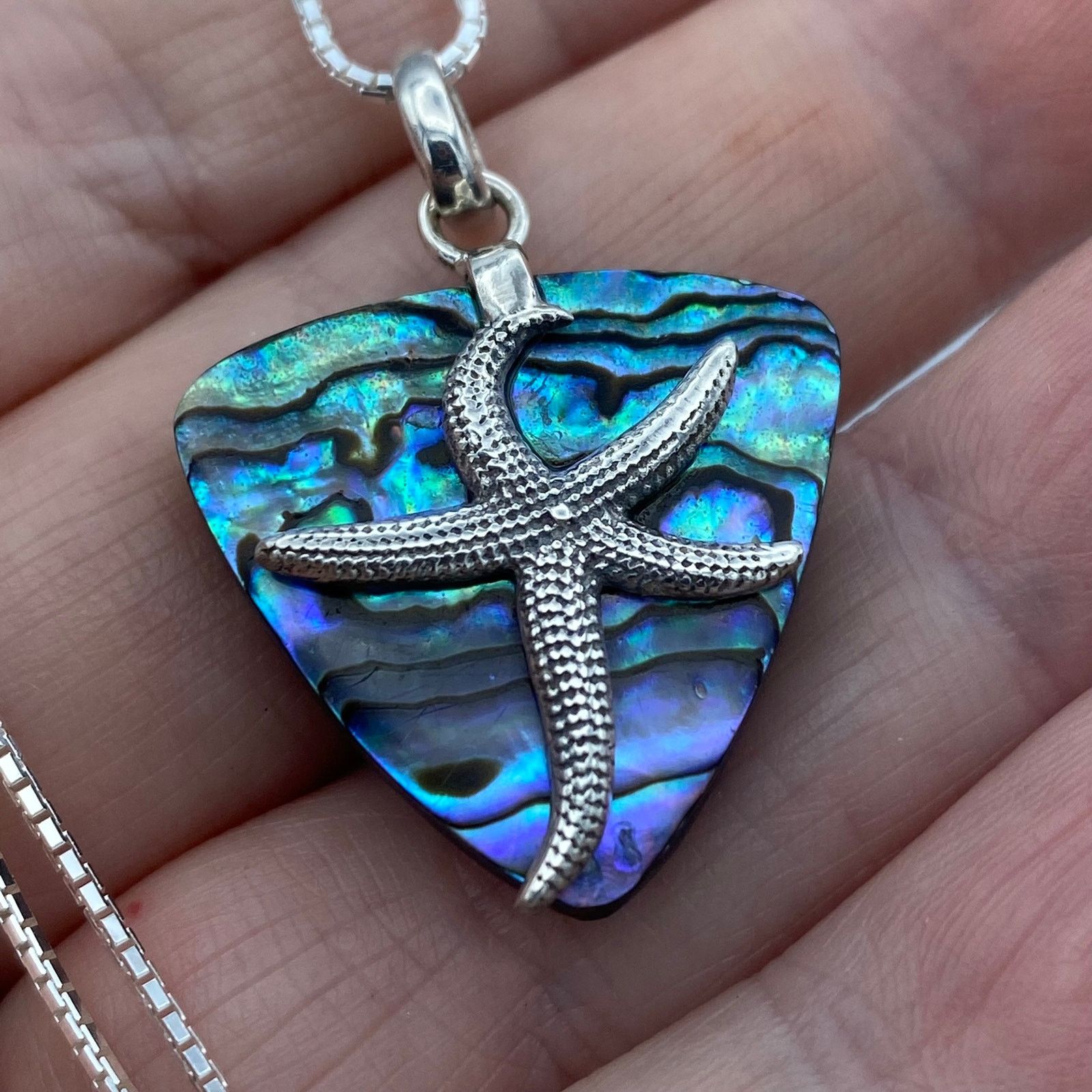 The Unbranded Brand Starfish Sterling Silver Mermaid Abalone Silver Necklace Size ONE SIZE - 3 Thumbnail