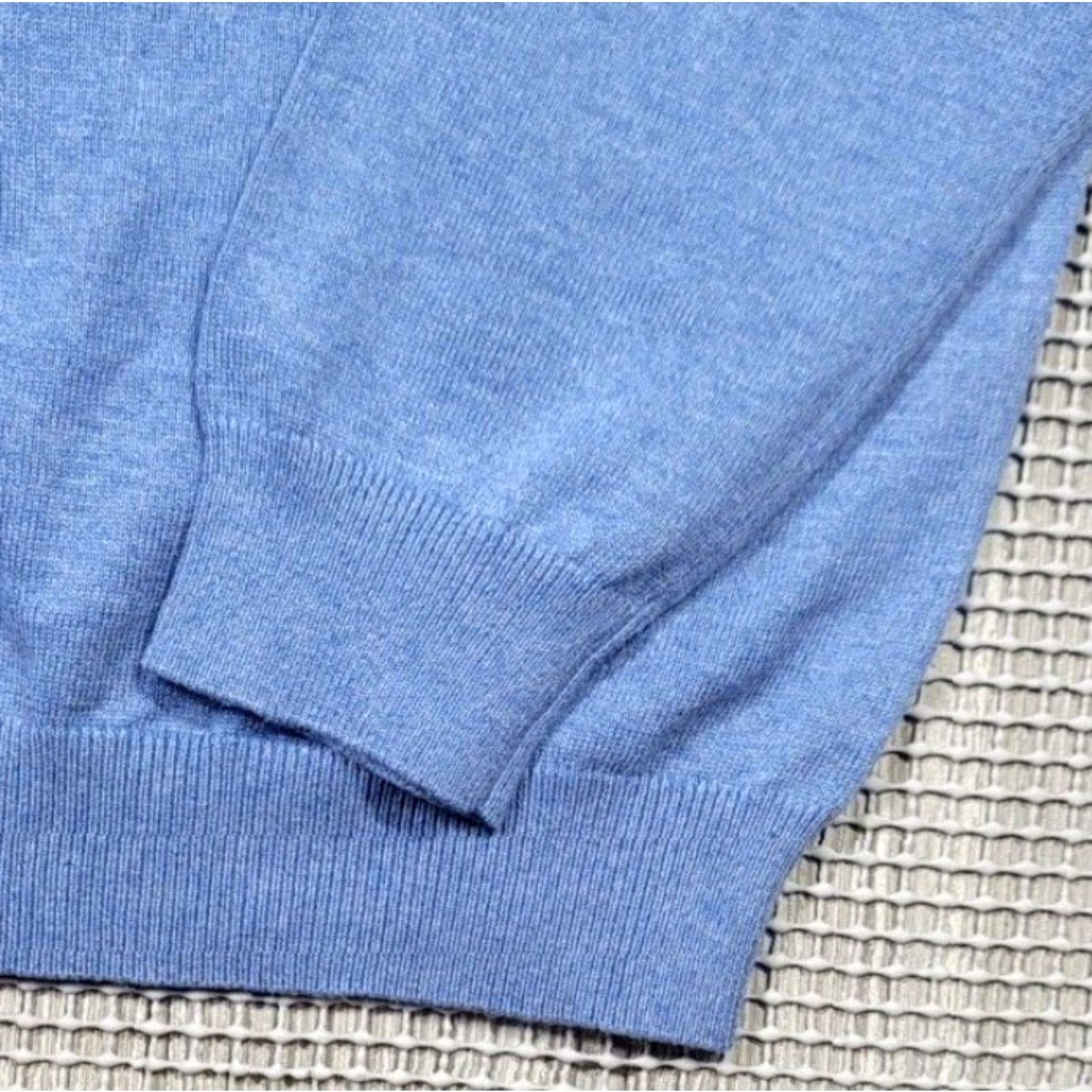 Vintage Bullock & Jones Sweater V-Neck XL Blue Cotton Cashmere Knit Pullover Mens Long Sleeve Classic, Preppy, Designer Size US XL / EU 56 / 4 - 4 Thumbnail