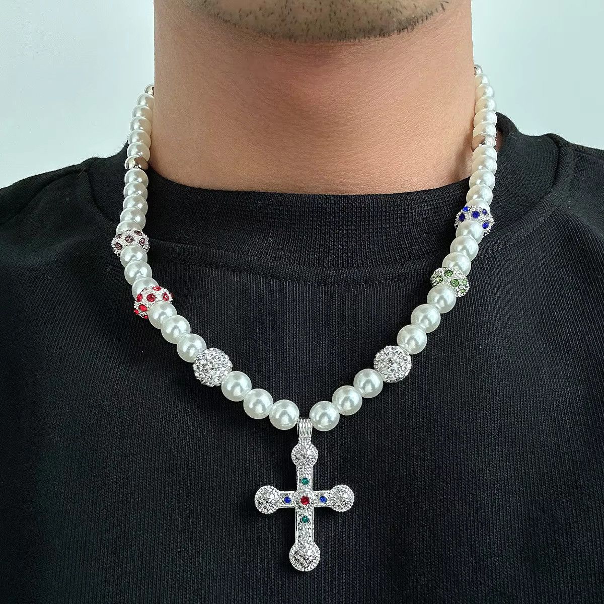 Jewelry Big Cross Jesus Pendant Choker Necklace Size ONE SIZE - 1 Thumbnail