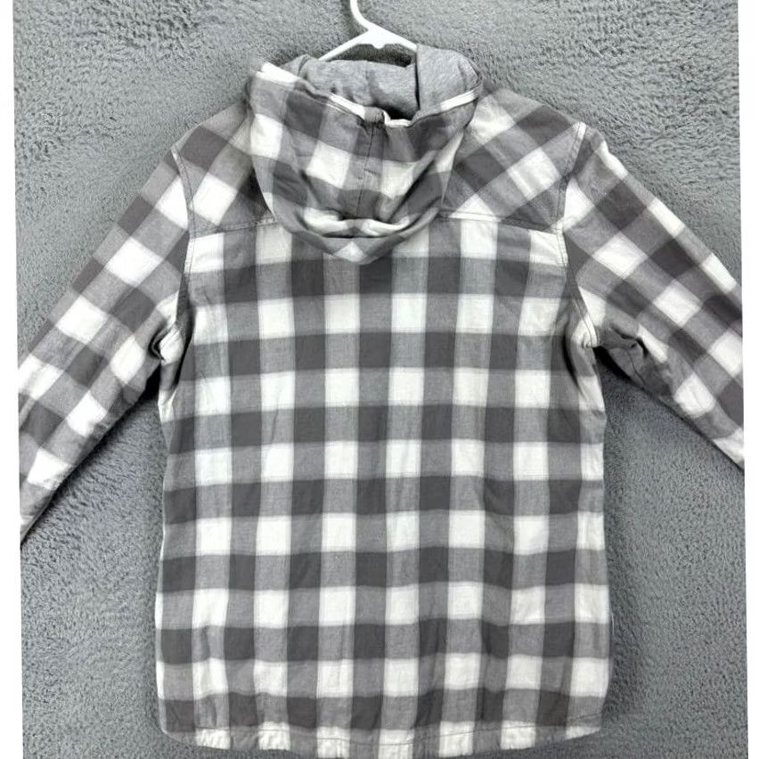 Eddie Bauer Eddie Bauer Button-Up Hoodie Shirt Women Large Gray Checkered Long Sleeve Size L / US 10 / IT 46 - 2 Thumbnail