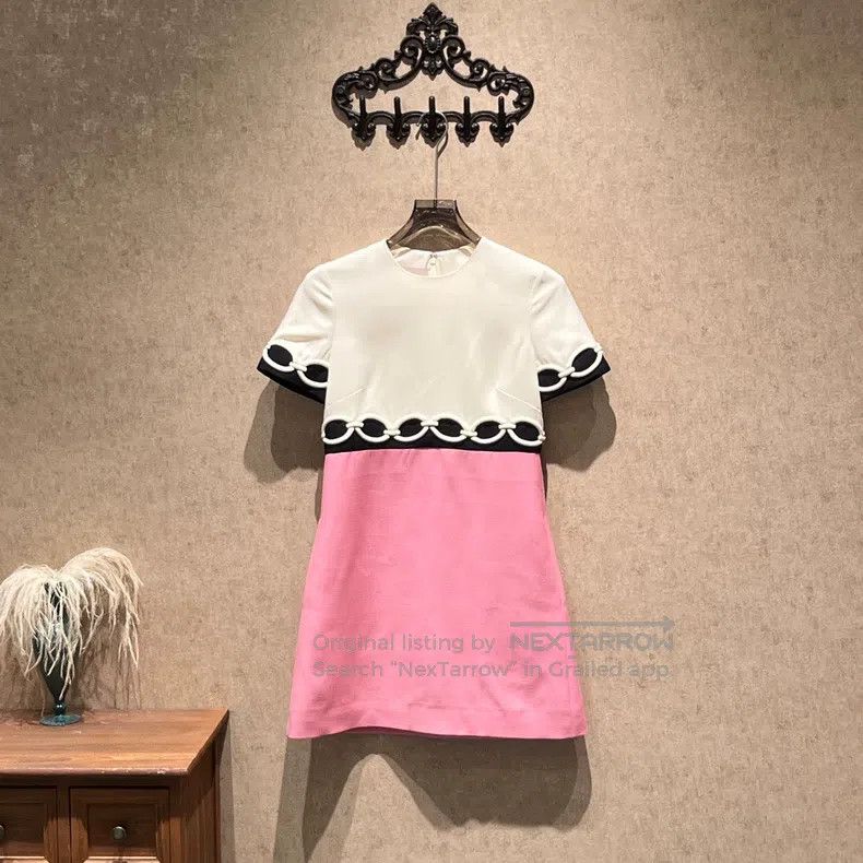 Valentino Valentino Pink chain silk wool dress Size M / US 6-8 / IT 42-44 - 1 Thumbnail