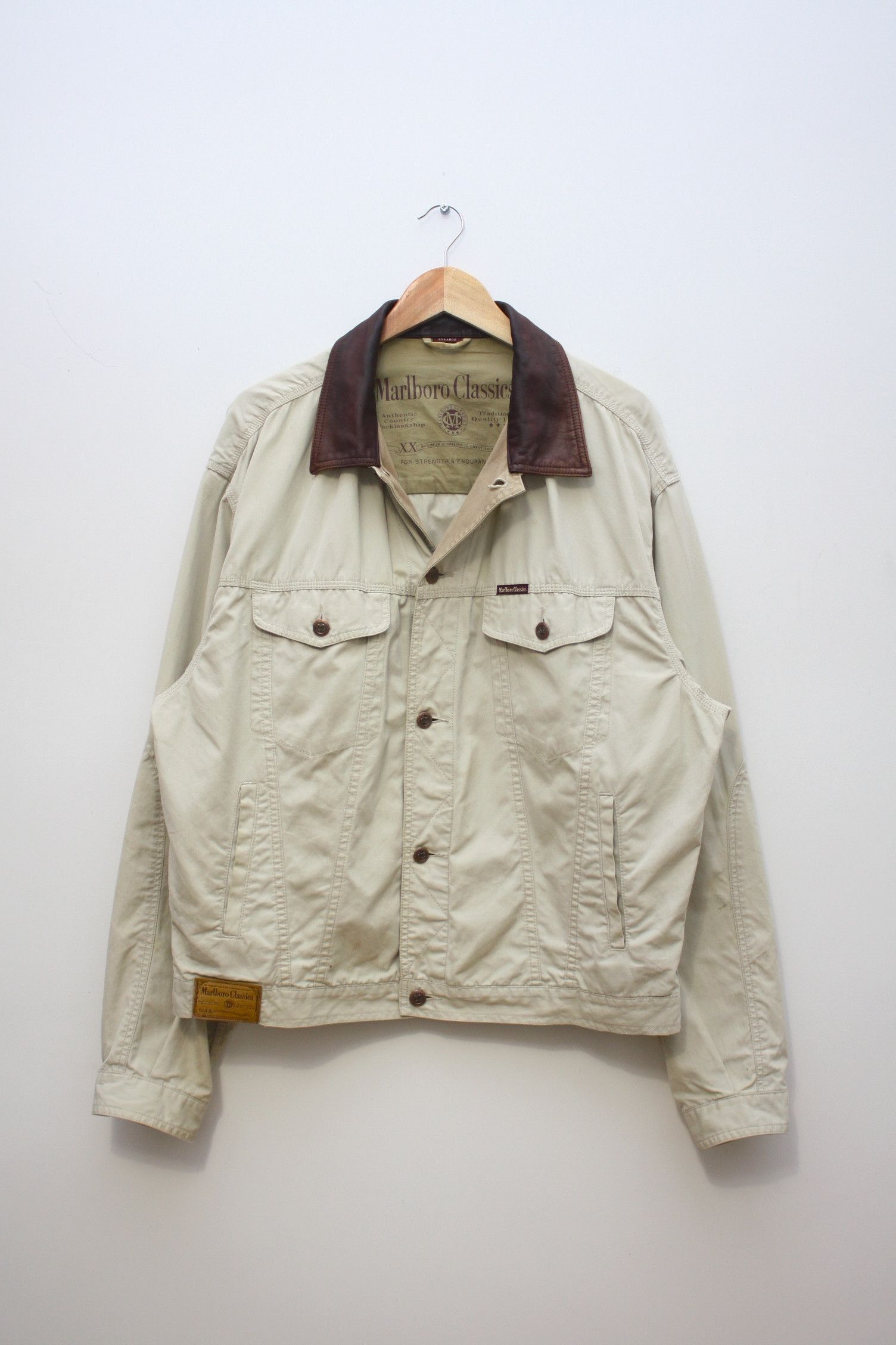 image of Marlboro x Marlboro Classics Vintage Beige Bomber Jacket Men's (Size 2XL)