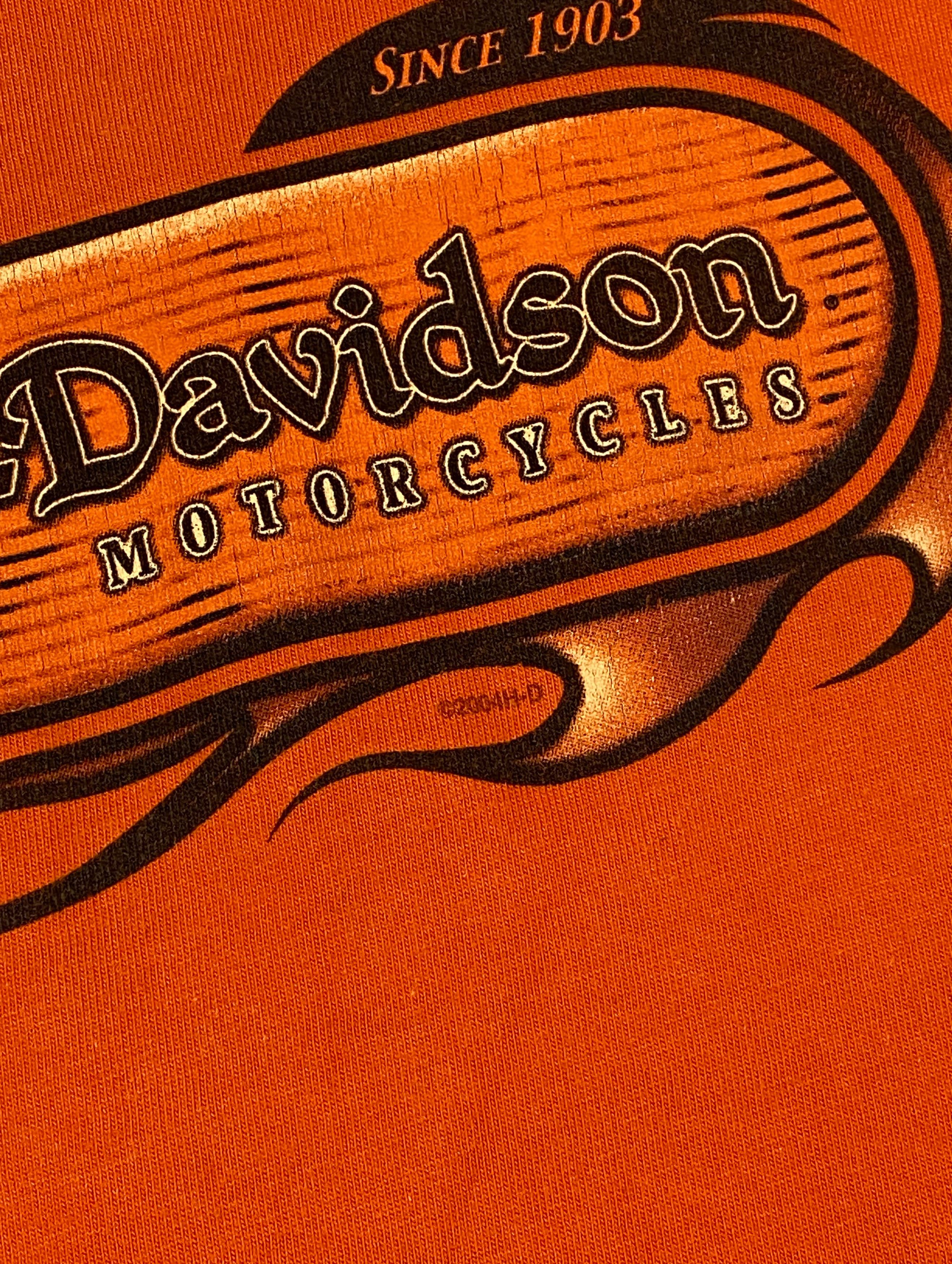 Harley Davidson Vintage HARLEY DAVIDSON US Made Big Logo Orange T-Shirt M745 Size US L / EU 52-54 / 3 - 4 Thumbnail