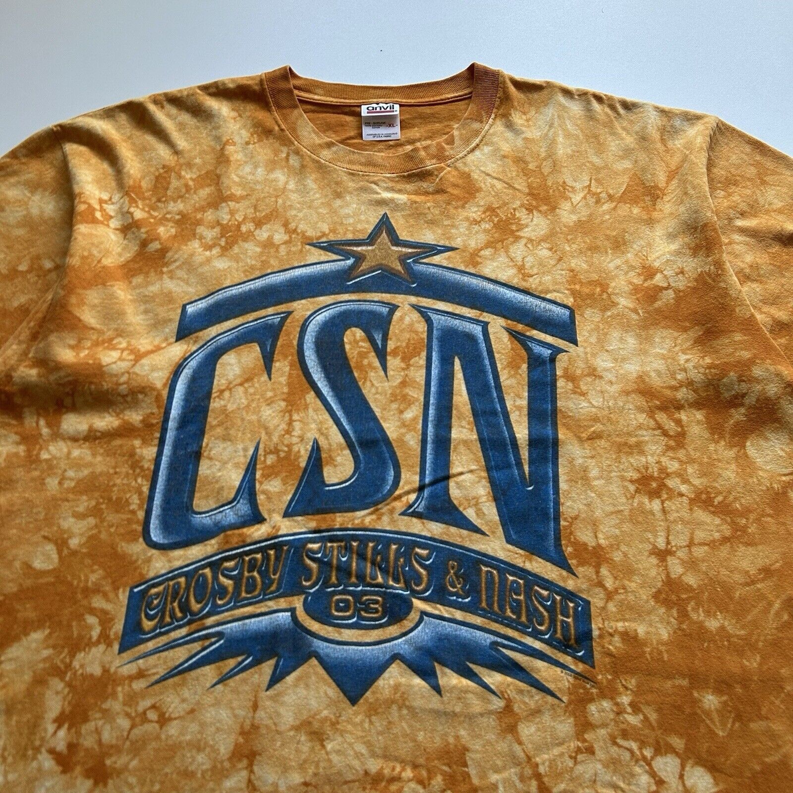 Anvil × Band Tees × Vintage Vintage Y2K Crosby, Stills & Nash T Shirt XL Tie Dyed Rare Size US XL / EU 56 / 4 - 2 Thumbnail