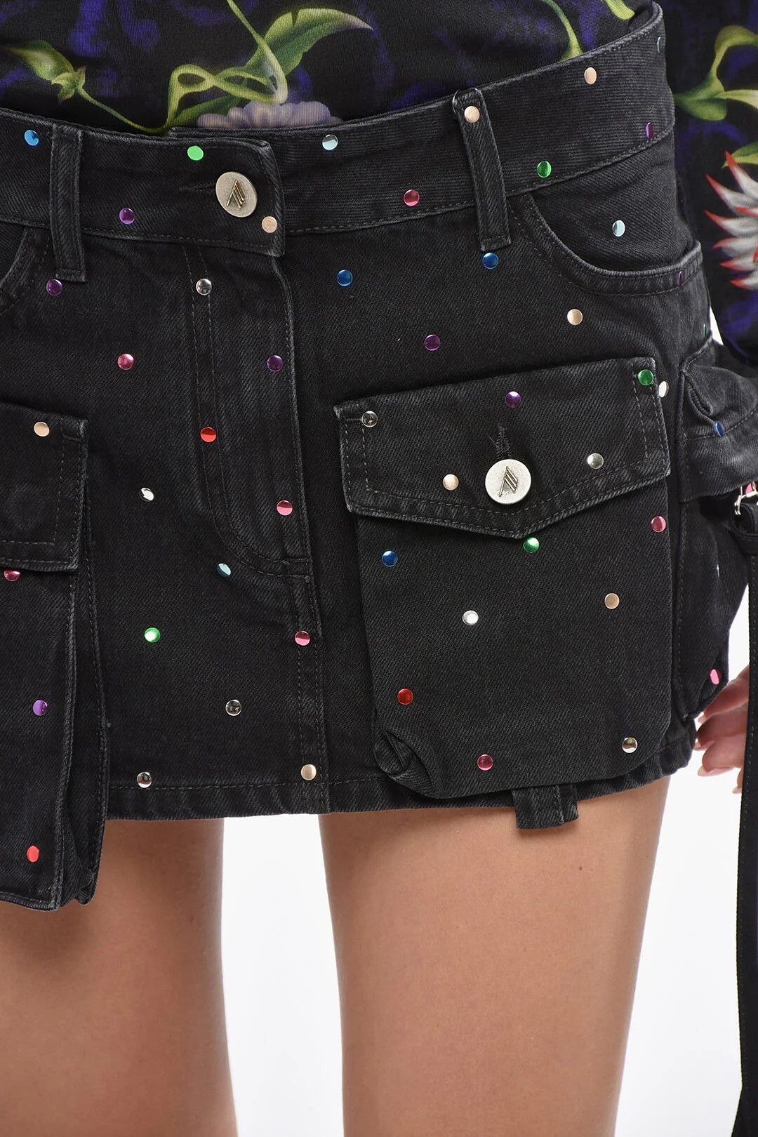 The Attico og1mm0426 Denim Mini Skirt in Black Size 27" / US 4 / IT 40 - 3 Thumbnail