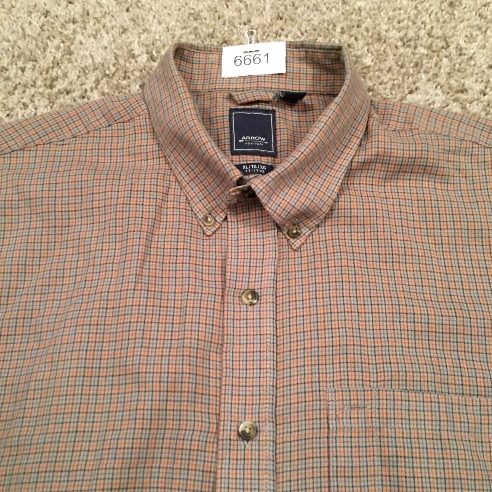 Arrow Arrow Shirt Mens XL Gray Plaid Long Sleeve Button Up Shirt Size US XL / EU 56 / 4 - 3 Thumbnail