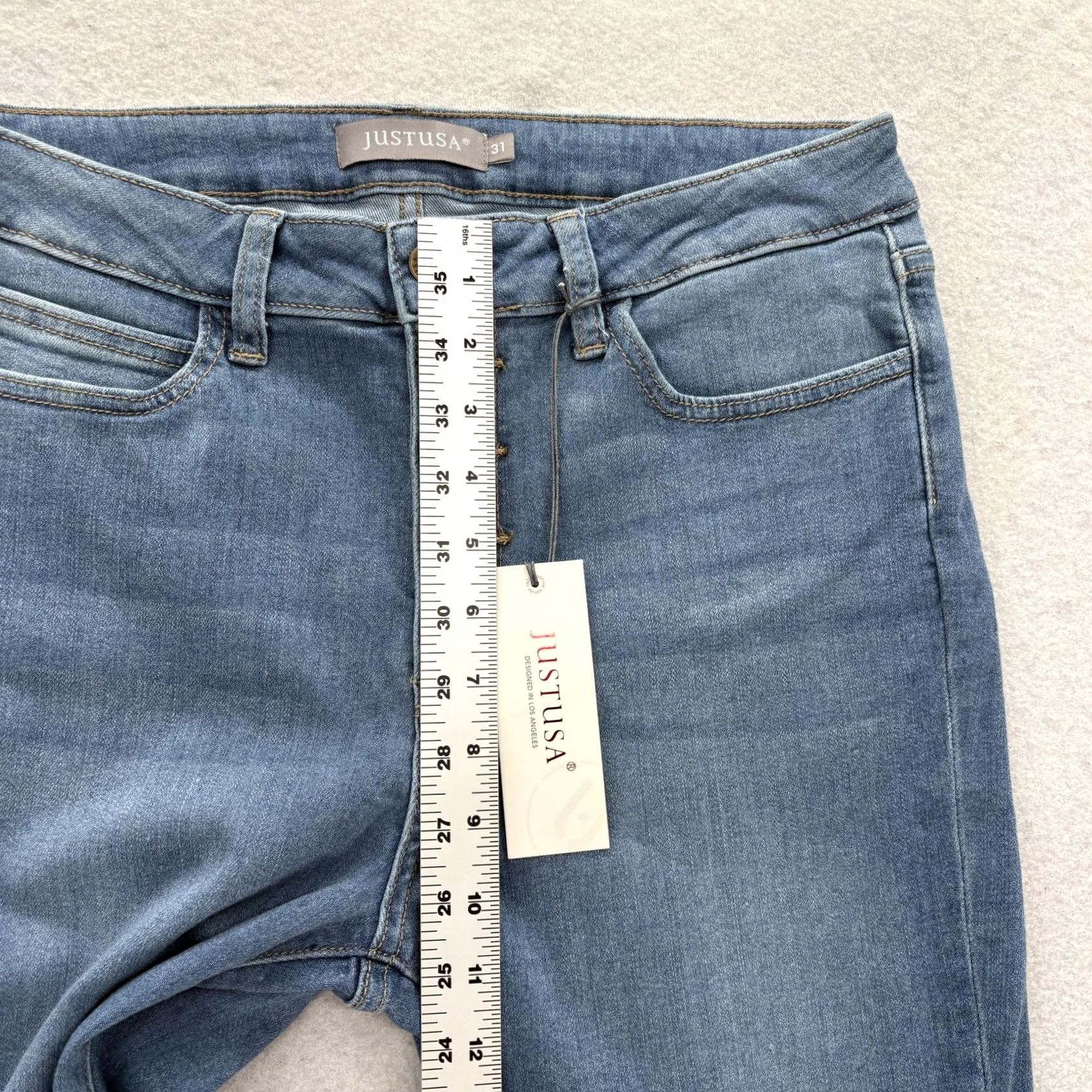 Vintage Just USA Jeans Skinny Womens 31 Blue Medium Wash High Rise Stretch Button NWT Size 24" / US 00 / IT 34 - 7 Thumbnail