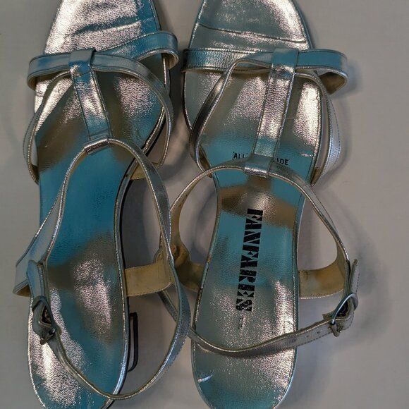 Vintage Vintage Fanfares Silver Slingbacks 1970's Disco Shoes Women' Size US 7.5 / IT 37.5 - 4 Thumbnail