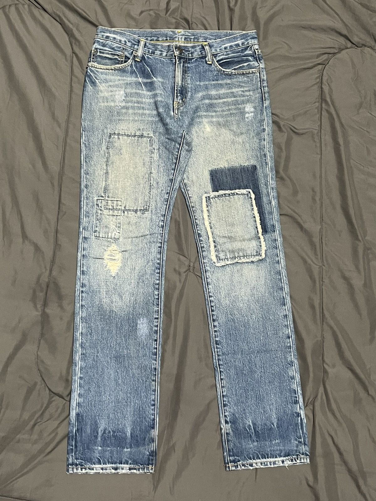 PPFM PPFM Distressed Patchwork Japanese Denim Size US 31 - 1 Thumbnail