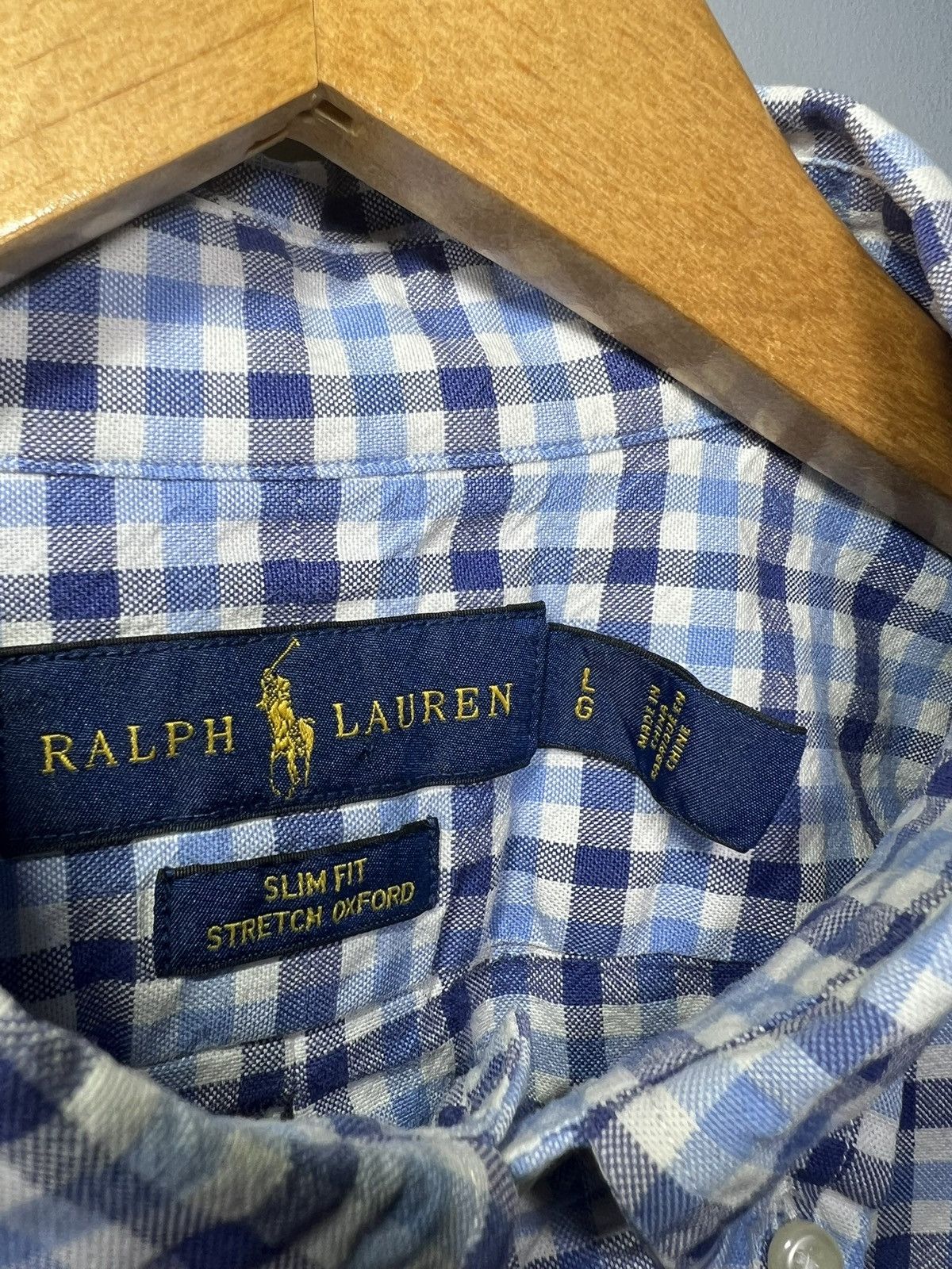 Polo Ralph Lauren Polo Ralph Lauren Slim Fit Stretch Oxford Gingham Check Blue Size US L / EU 52-54 / 3 - 3 Thumbnail