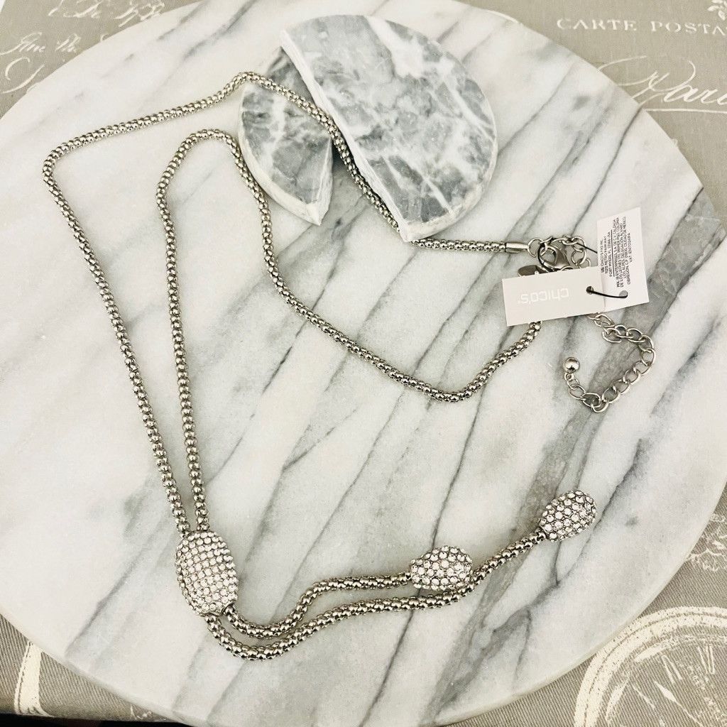 Chicos Chico's Pave Crystal Necklace Silver Size ONE SIZE - 1 Thumbnail