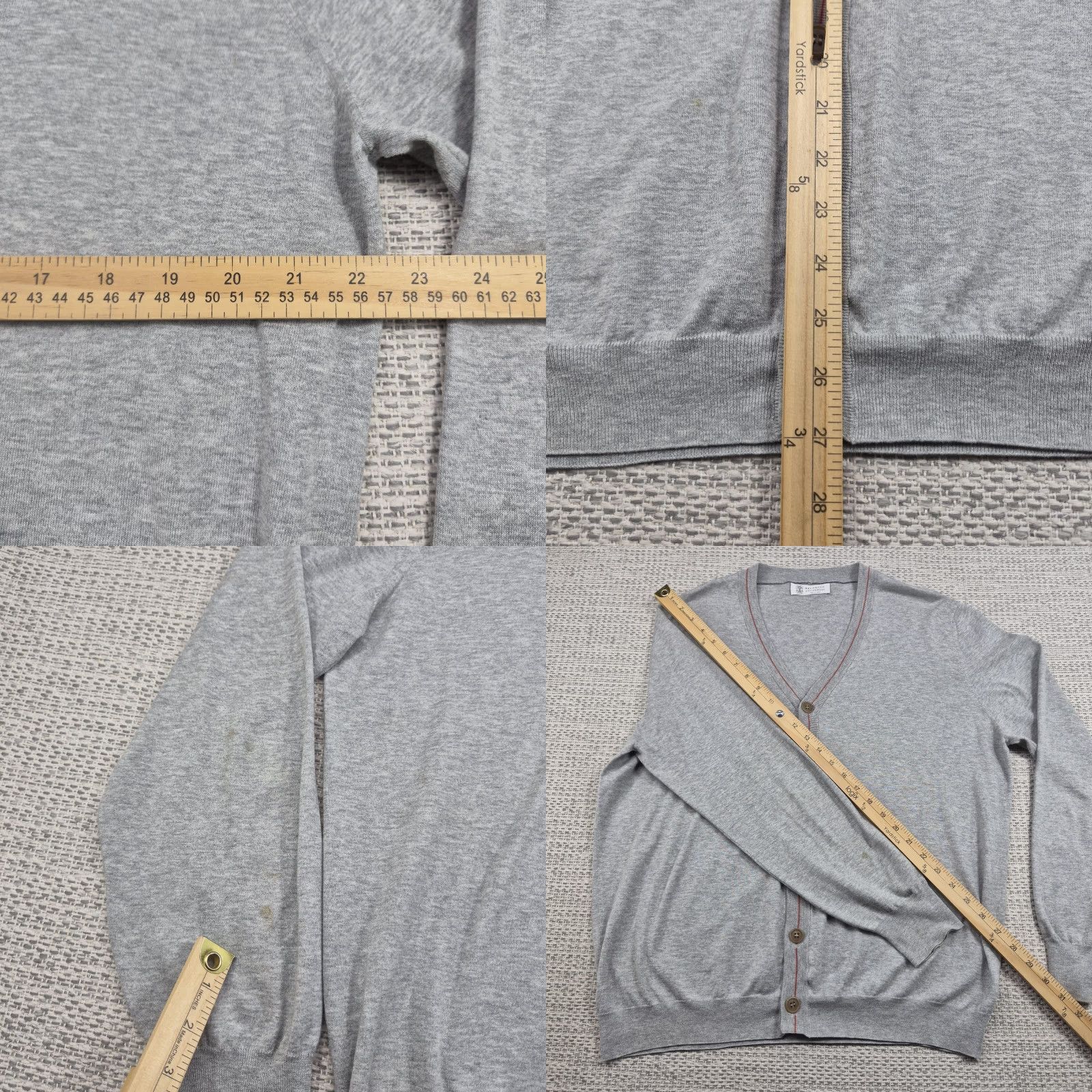Brunello Cucinelli VINTAGE Brunello Cucinelli Sweater Cardigan Mens 2XL Gray Cotton V-Neck Knit Made Italy Shirt? Size US XXL / EU 58 / 5 - 8 Thumbnail