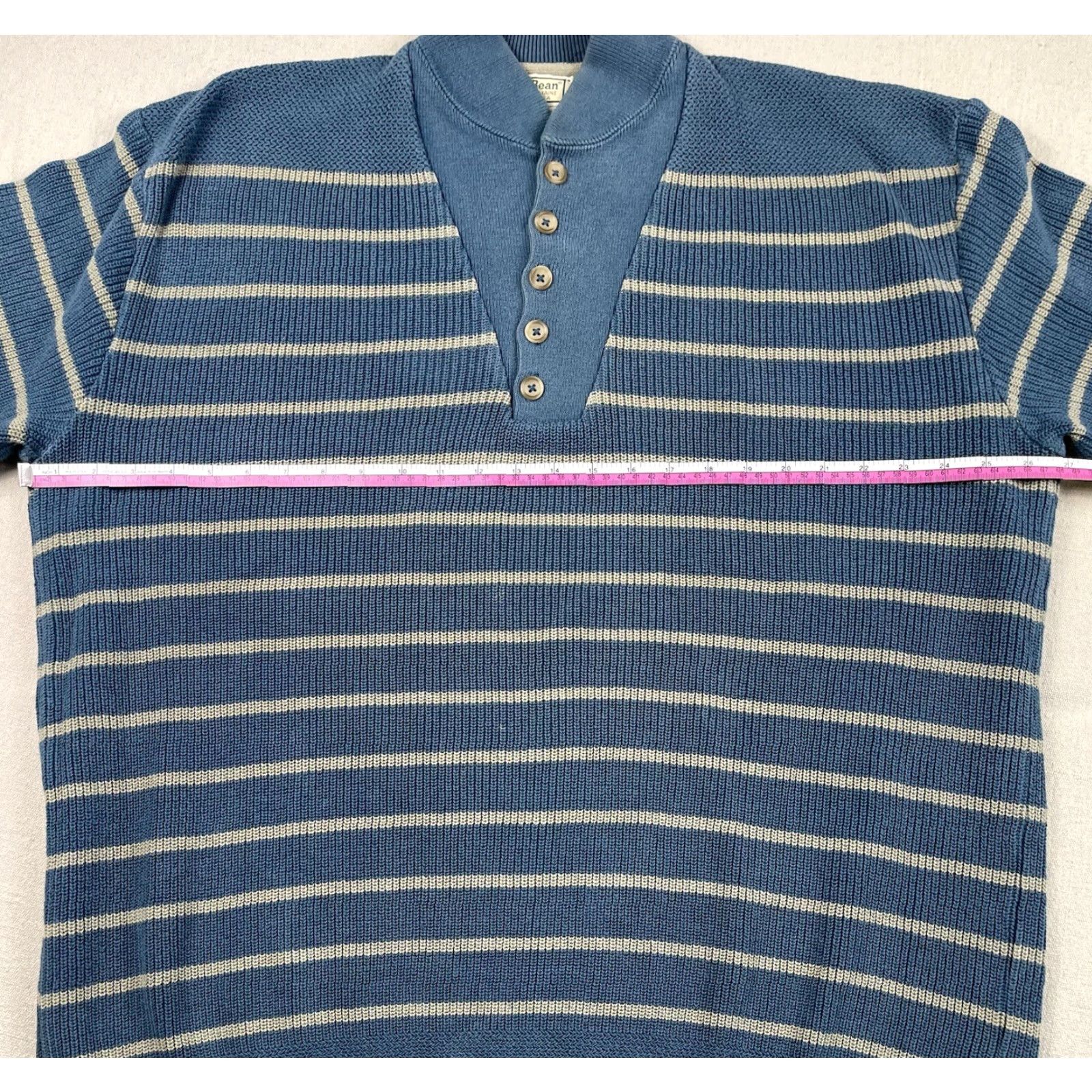 Vintage VINTAGE LL BEAN Sweater Shirt Mens XL Striped Fisherman Knit 1/4 Button Blue USA 90s Outdoor Hiking Mens Size US XL / EU 56 / 4 - 4 Thumbnail