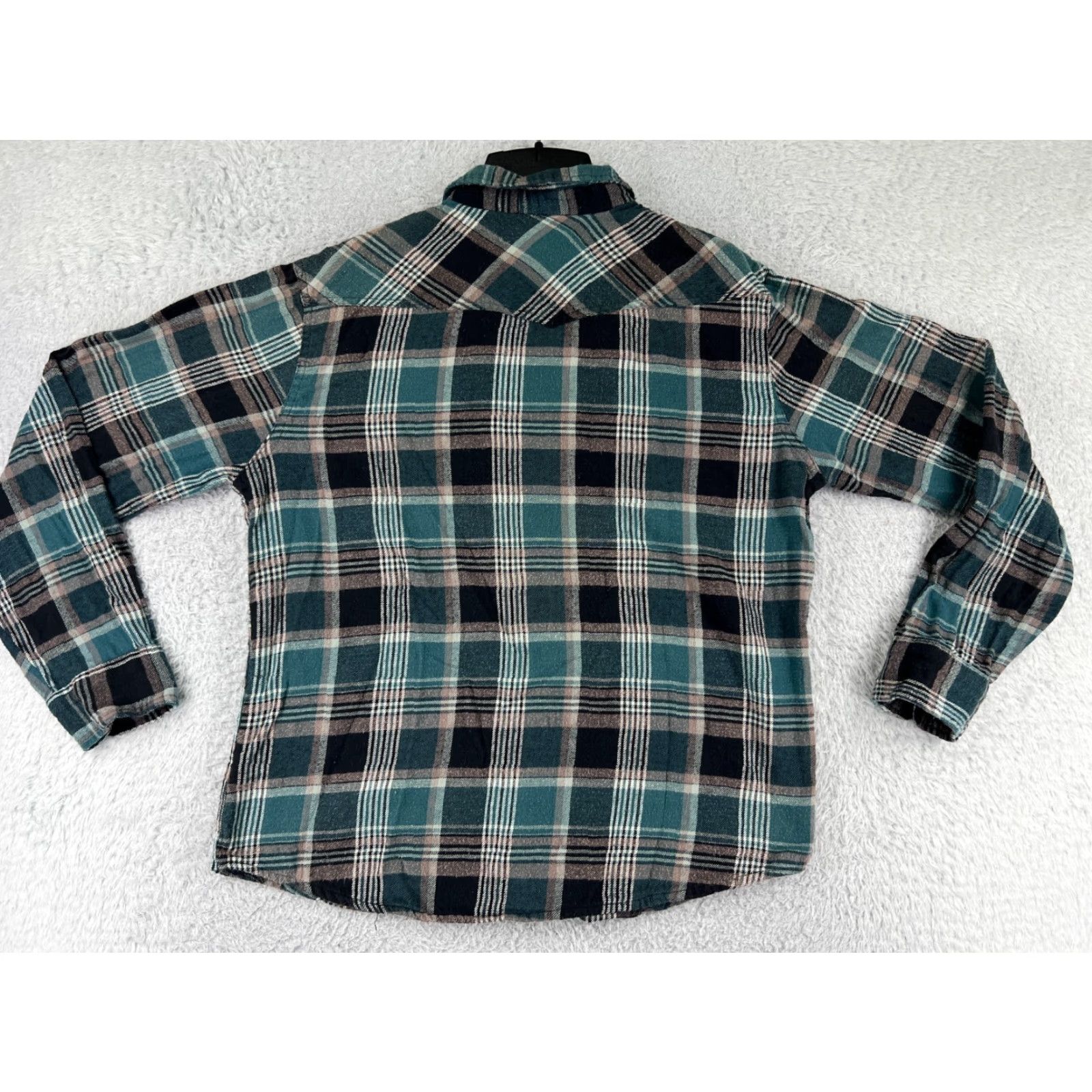 Haband VINTAGE Diamond Jack Shirt Mens Large Green Black Plaid Flannel Long Sleeve Pearl Snap Size US L / EU 52-54 / 3 - 2 Thumbnail