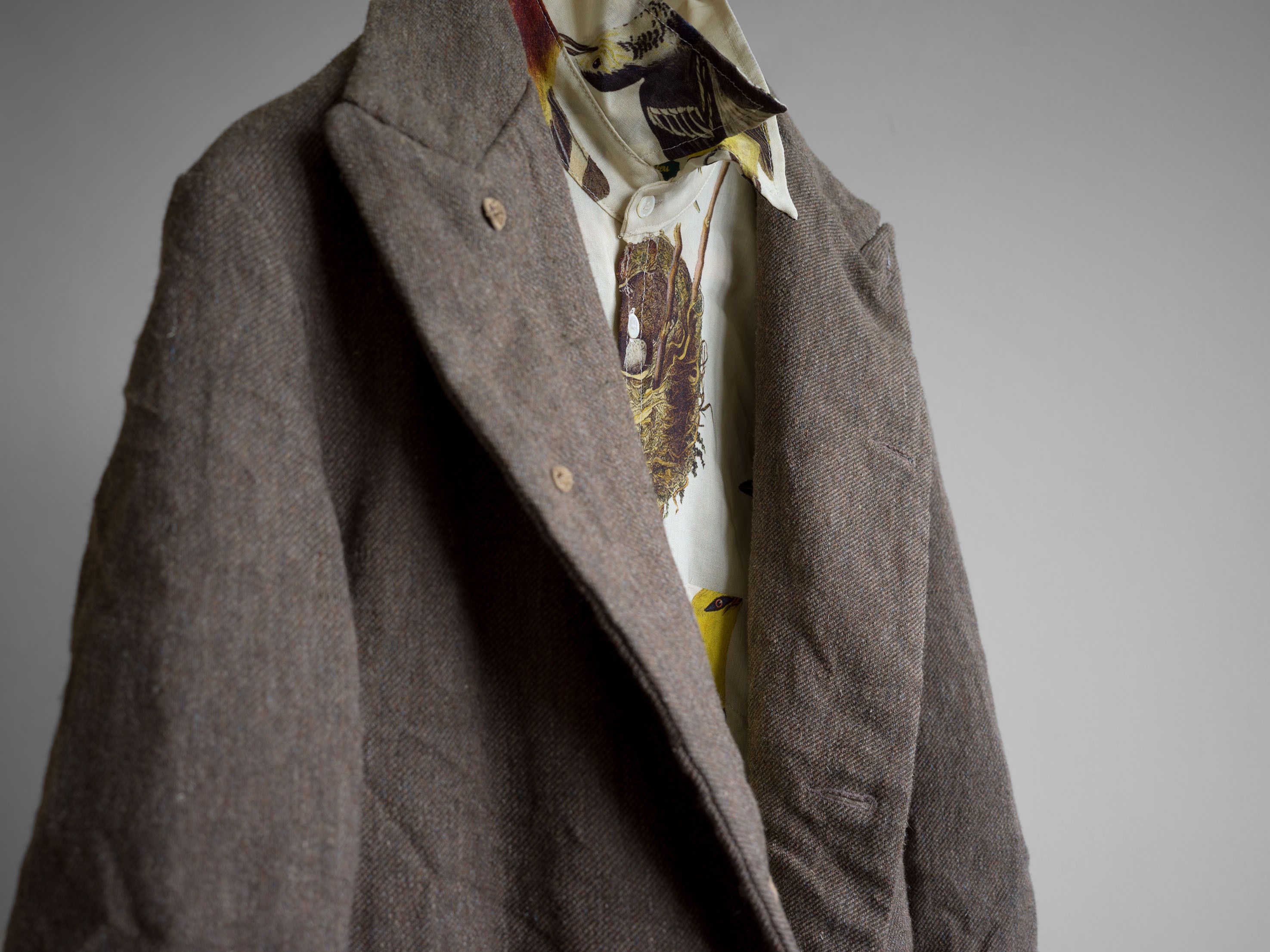 Paul Harnden Shoemakers AW2021 MEN'S SHIRT WOOL BIRDS PRINT Size US L / EU 52-54 / 3 - 3 Thumbnail