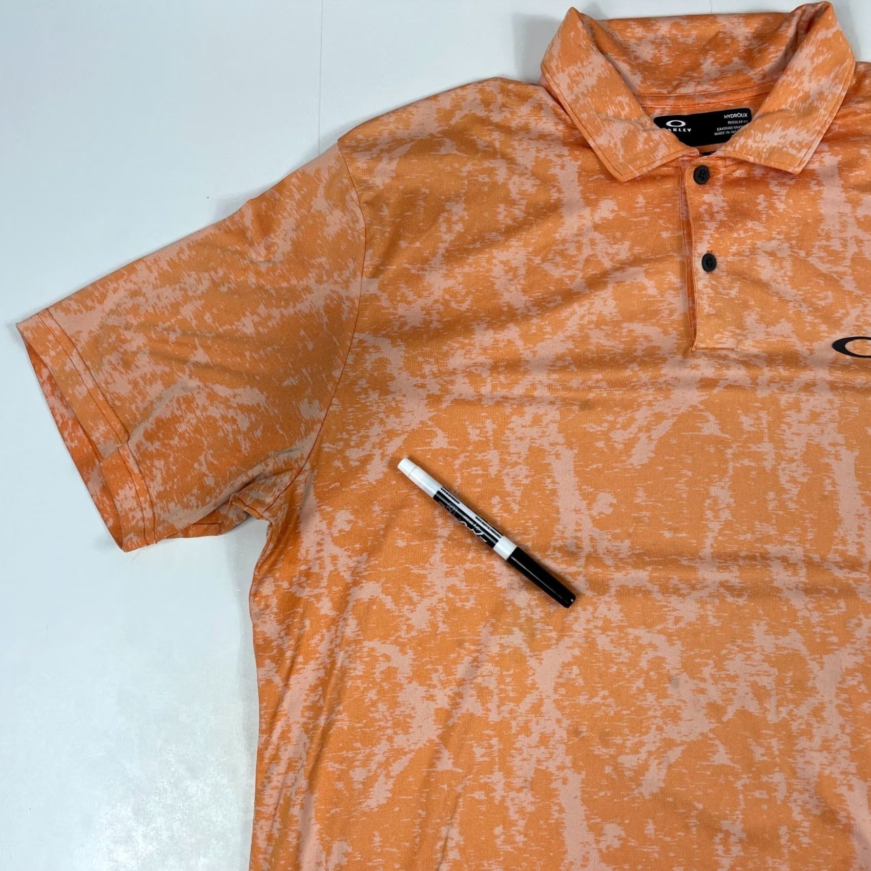 Oakley Oakley Polo Shirt Mens Medium Orange Hydrolix Marble Jaquard Short Sleeve Golfer Size US M / EU 48-50 / 2 - 2 Thumbnail