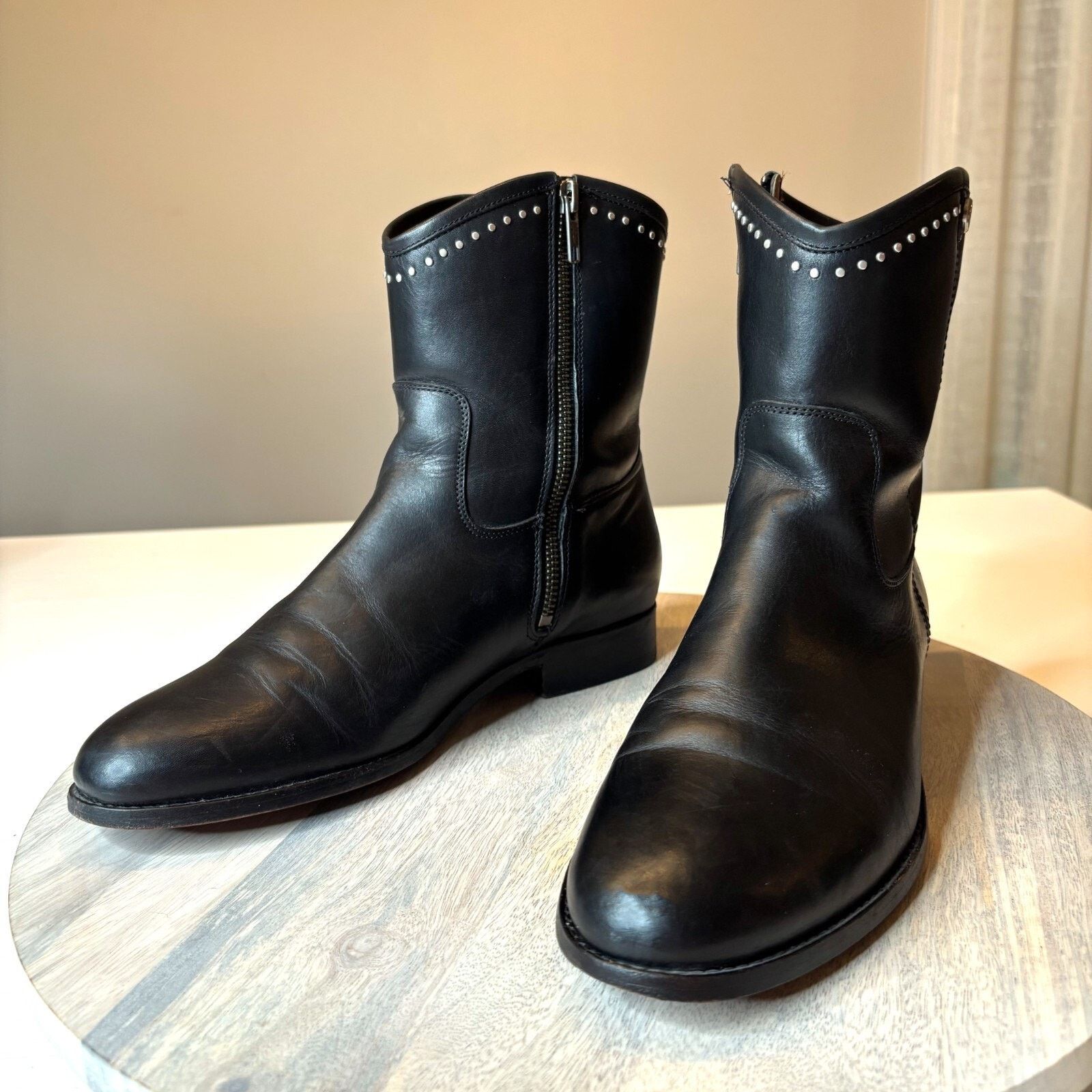 Frye Melissa Short Black Moto Ankle Boots Booties Size B