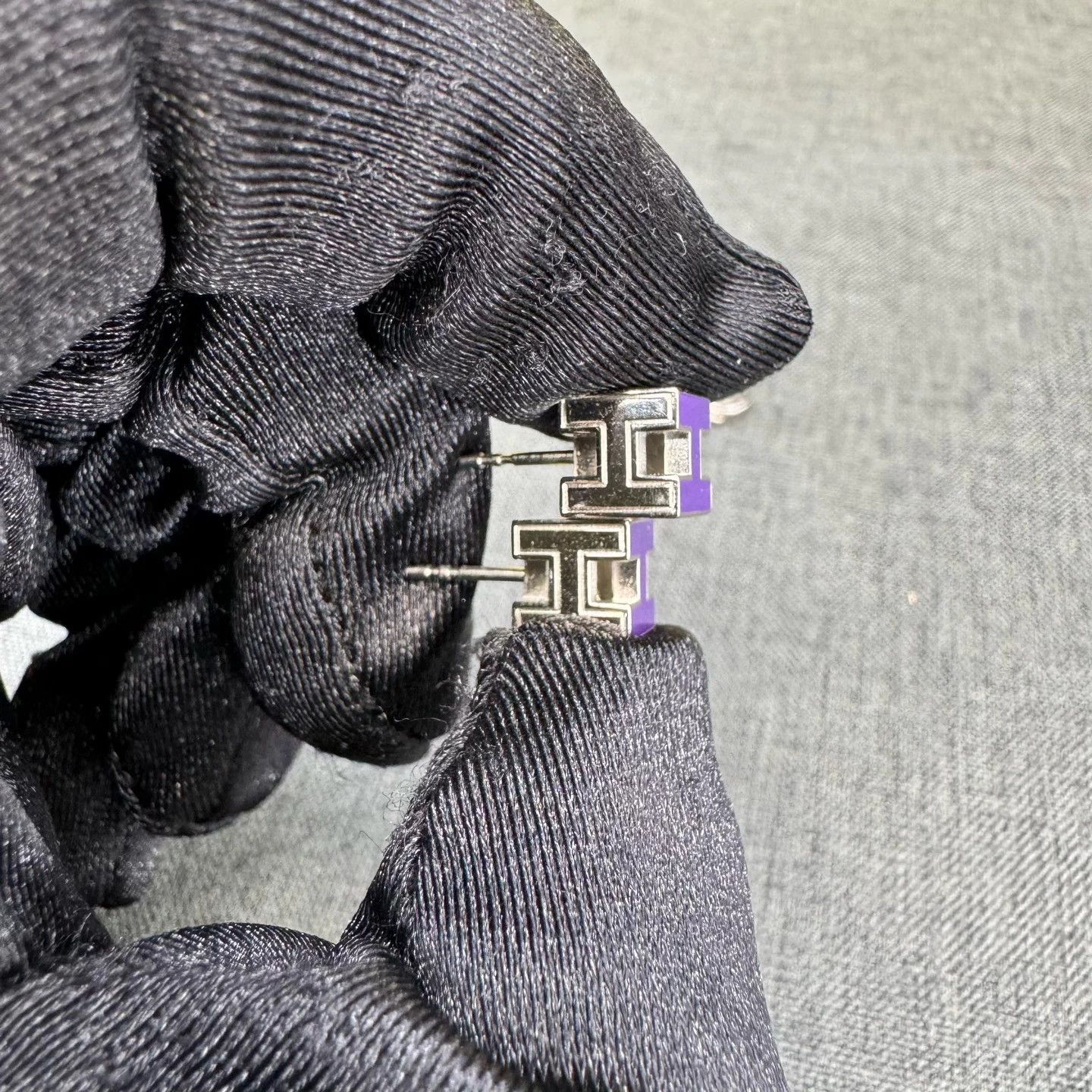 Hermes Hermes Purple Silver Earrings 99 New One Size Size ONE SIZE - 5 Thumbnail