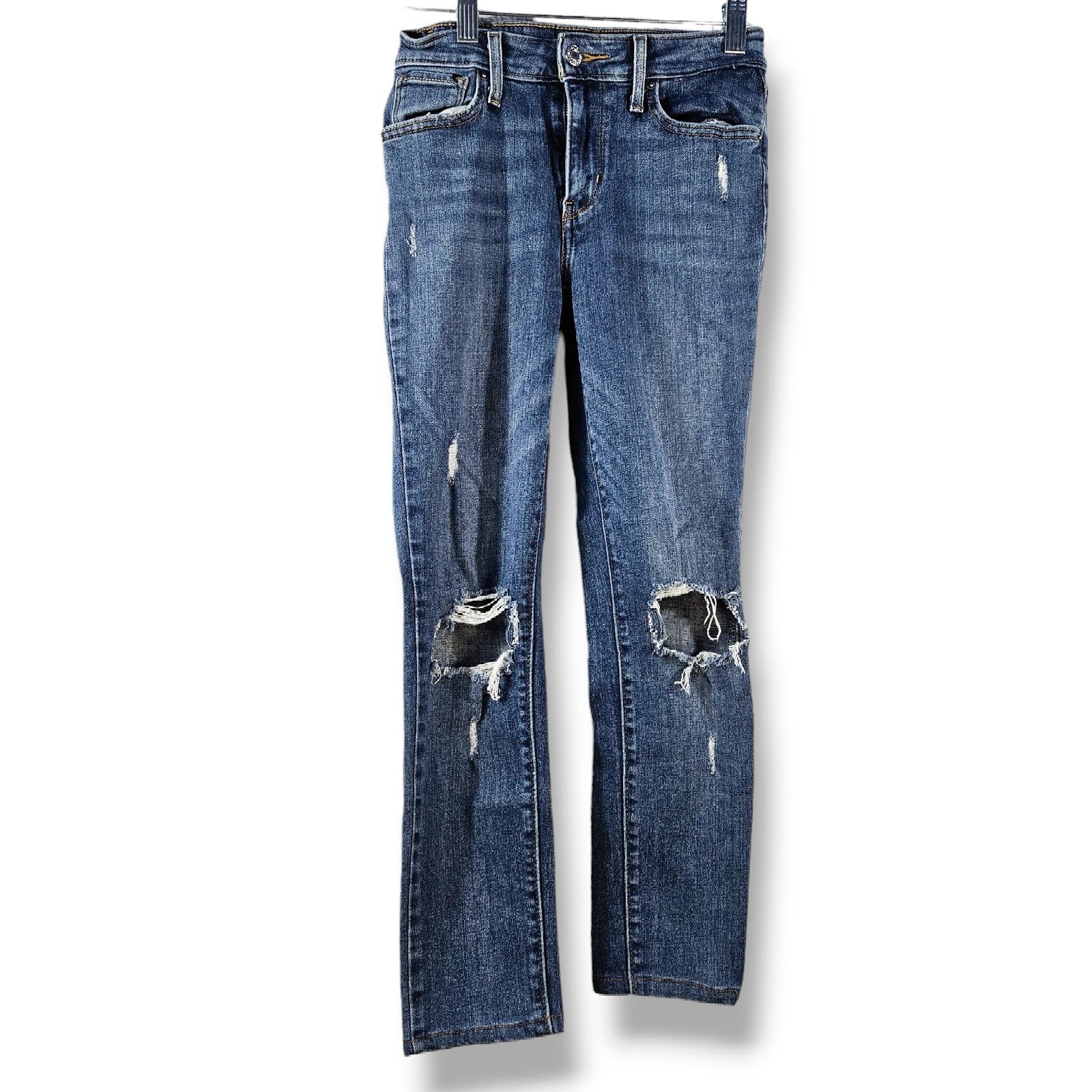 Levi's Levi's 721 Distressed Mid-Rise Skinny Jeans 25x23 Custom Size 25" / US 0 / IT 36 - 2 Thumbnail