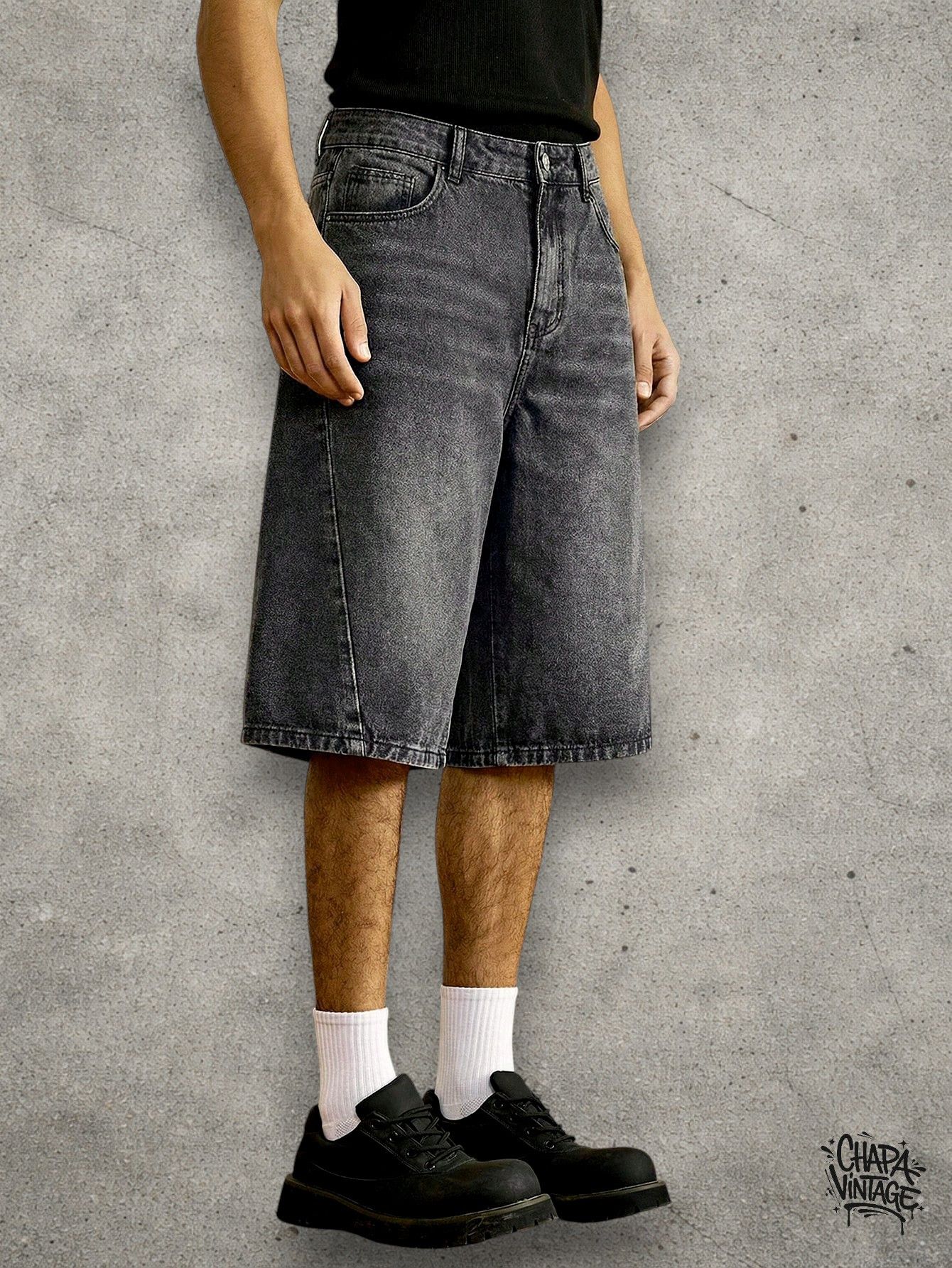 Japanese Brand Washed gray denim shorts Size US 32 / EU 48 - 3 Thumbnail